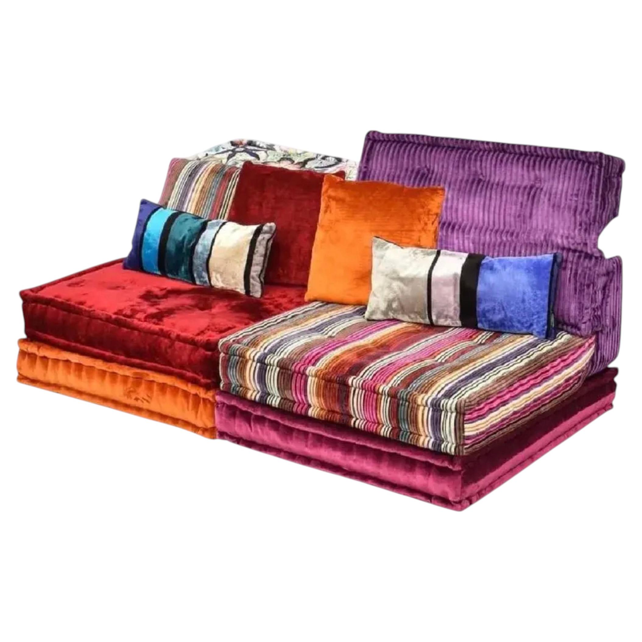 Le Mah Jong Modular Sofa Hans Hopfer Roche Bobois Missoni Silk Velvet, Corduroy