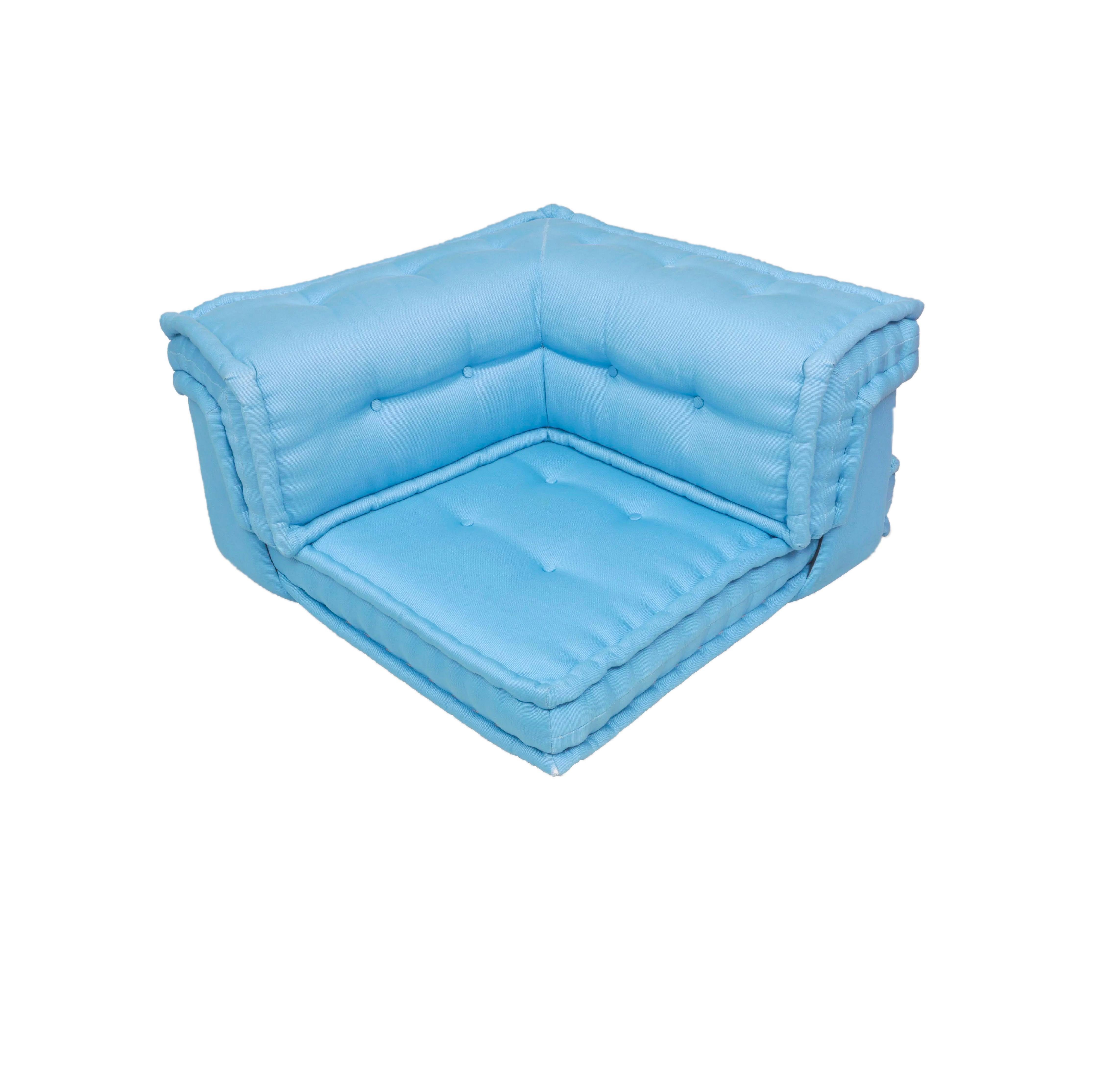 Le Mah Jong Roche Bobois custom springtime pastel modular sofa l sectional set. This listing is for a set of 6 square elements, 3 straight back elements and 2 corner elements. 
From Roche Bobois: Hans Hopfer designed the Mah Jong in 1971, with an