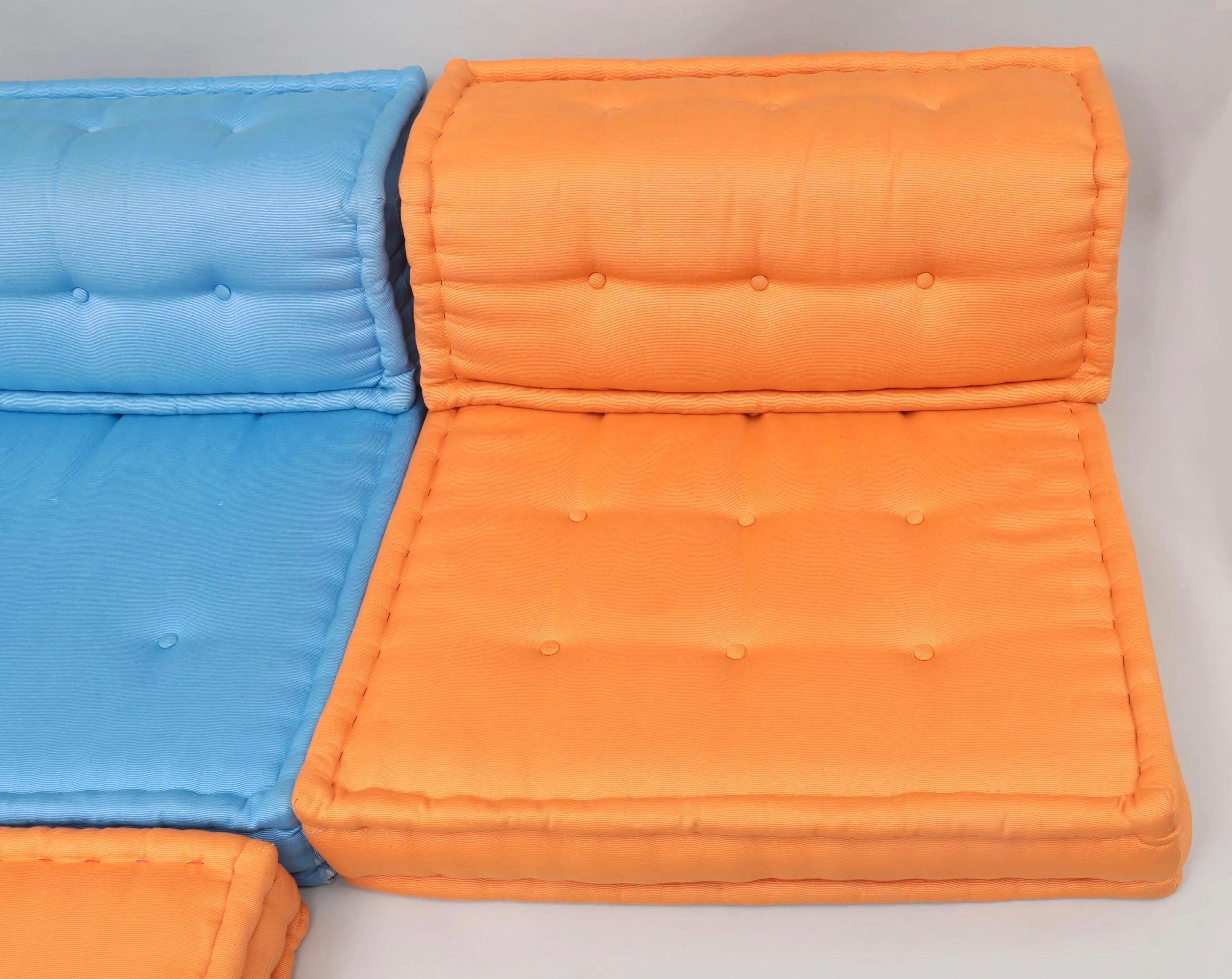 Mid-Century Modern Le Mah Jong Roche Bobois Custom Springtime Pastel Modular Sofa Sectional Set For Sale