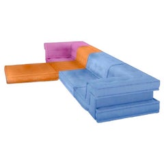 Retro Le Mah Jong Roche Bobois Custom Springtime Pastel Modular Sofa Sectional Set