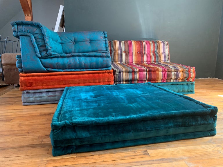 Le Mah Jong Roche Bobois Modular Sofa Missoni Square Cushion Set Teal And Orange For Sale At 1stdibs