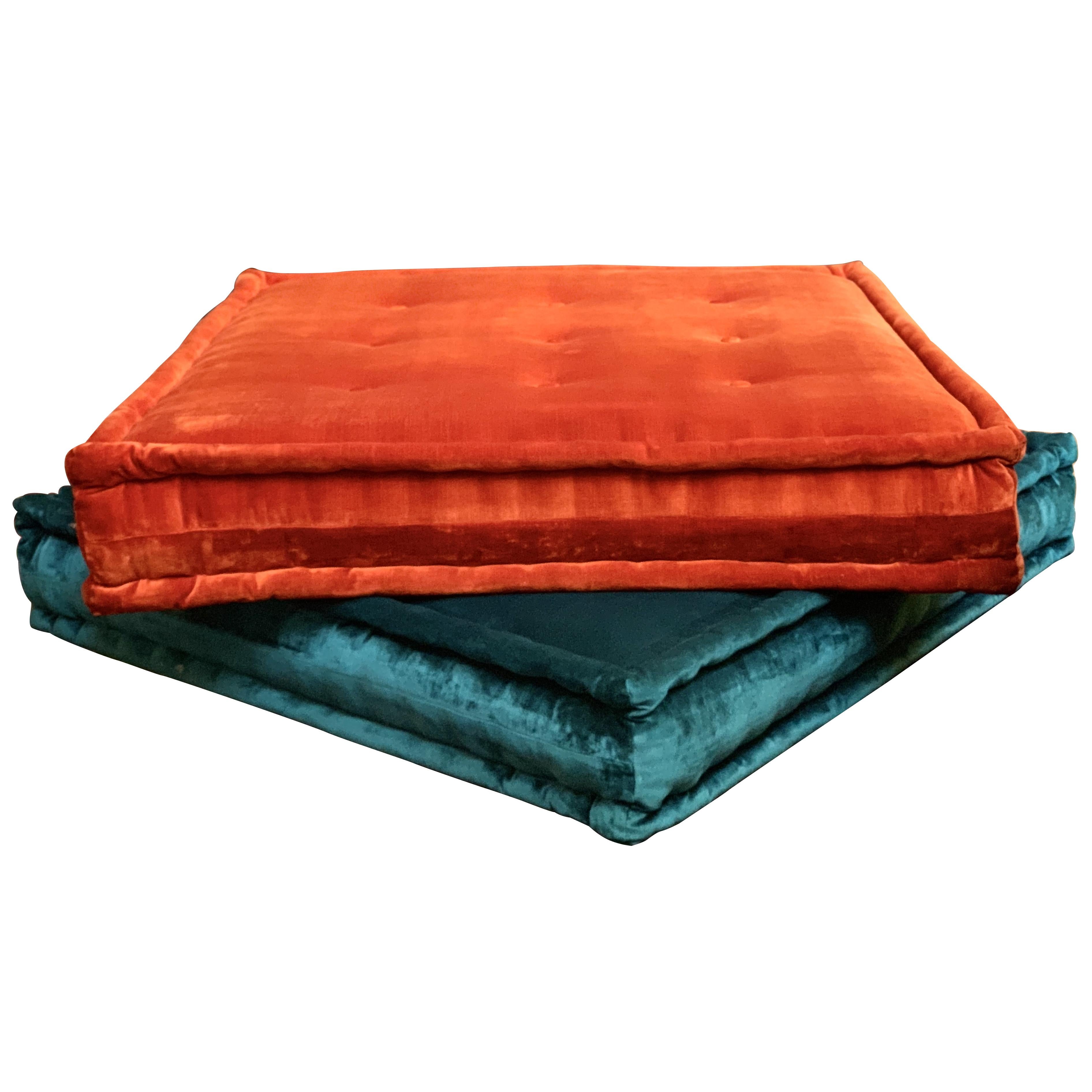 Le Mah Jong Roche Bobois Modular Sofa Missoni Square Cushion Set, Teal & Orange