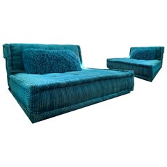 Vintage Le Mah Jong Modular Lounge Chair Roche Bobois Missoni Silk Velvet Modern Cushion