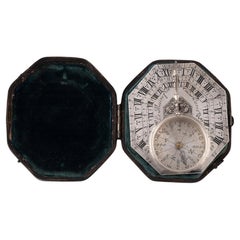Le Maire Paris French Silver 'Butterfield' Type Pocket Sundial & Compass 1740's
