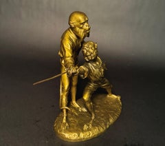 “Le Maître d’Armes” Gilt Bronze Figural Group by Henri Émile Allouard