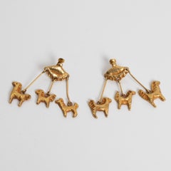 Le Carrousel 'the Merry-go-round' by Line Vautrin, Pair of Gilt Bronze Earrings