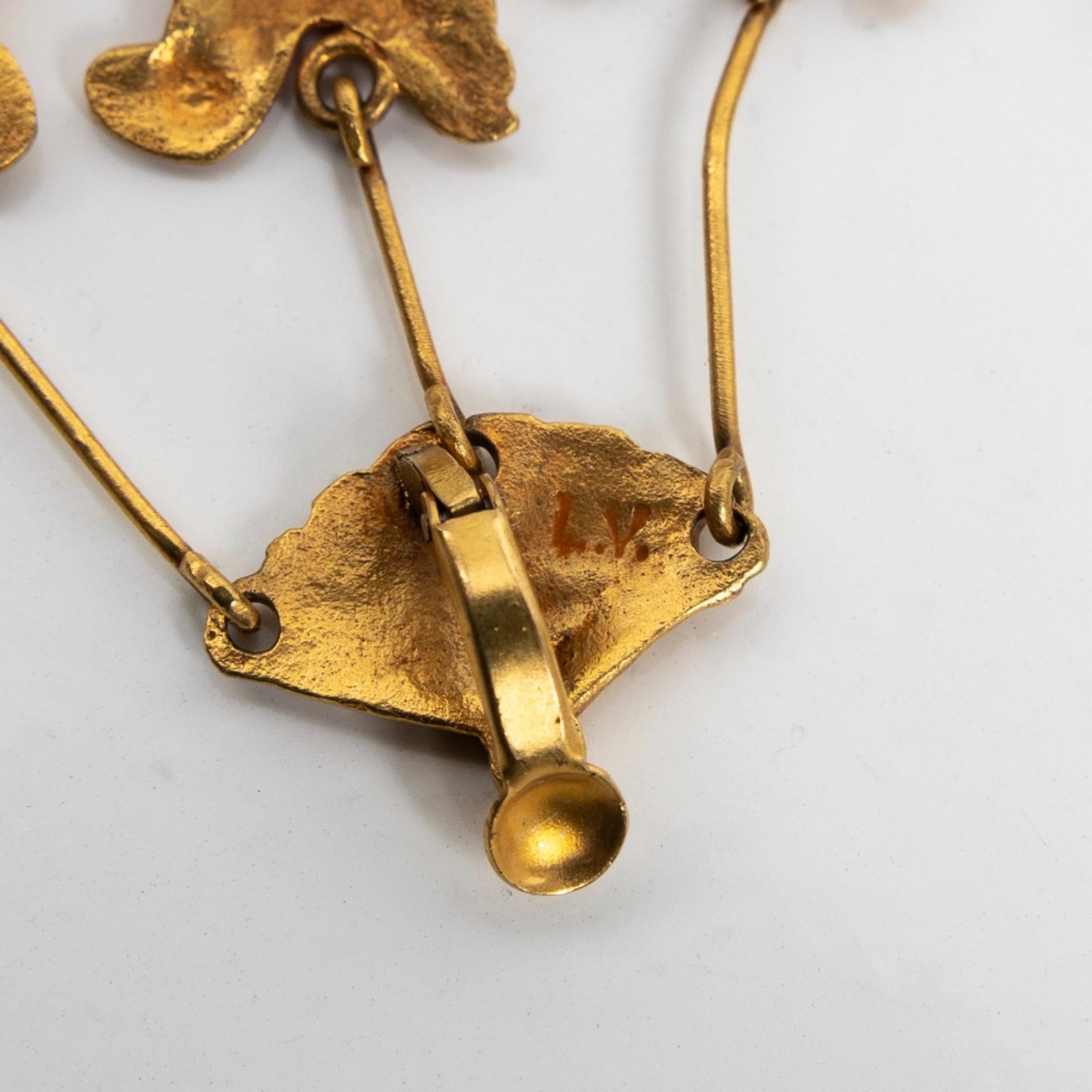 Le Carrousel 'the Merry-go-round' by Line Vautrin, Pair of Gilt Bronze Earrings 1