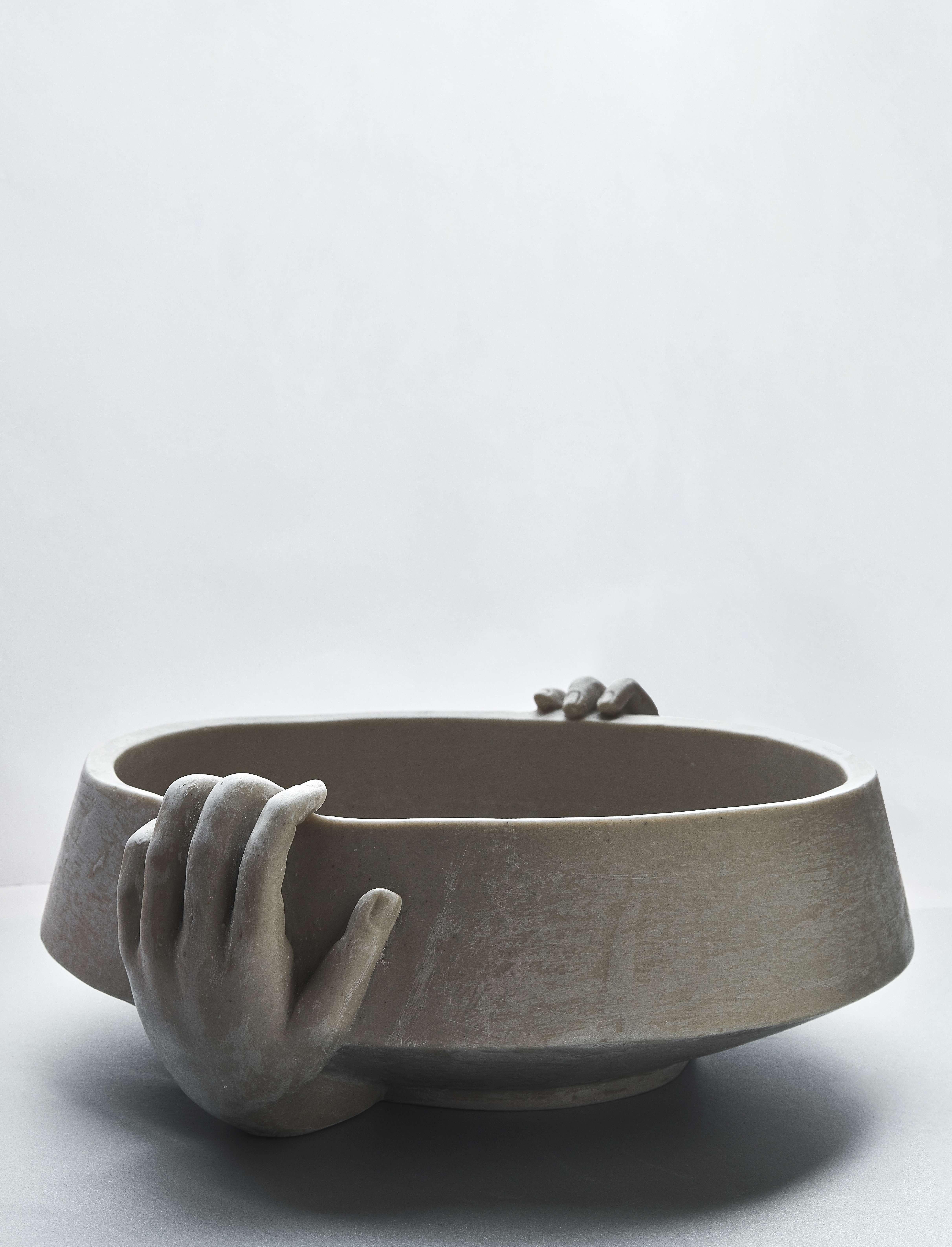 Other Sculptural Bowl of Hands- Le Mani in  Hand-Crafted Resin and Stone For Sale