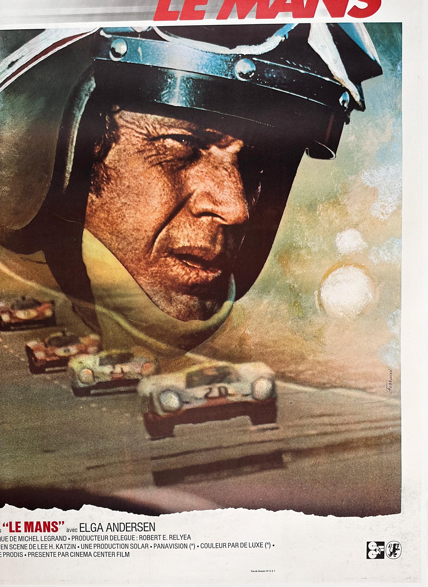 LE MANS  R1971 Cartel de Gran Película Francesa, RENE FERRACCI en Excelente estado para la venta en Bath, Somerset