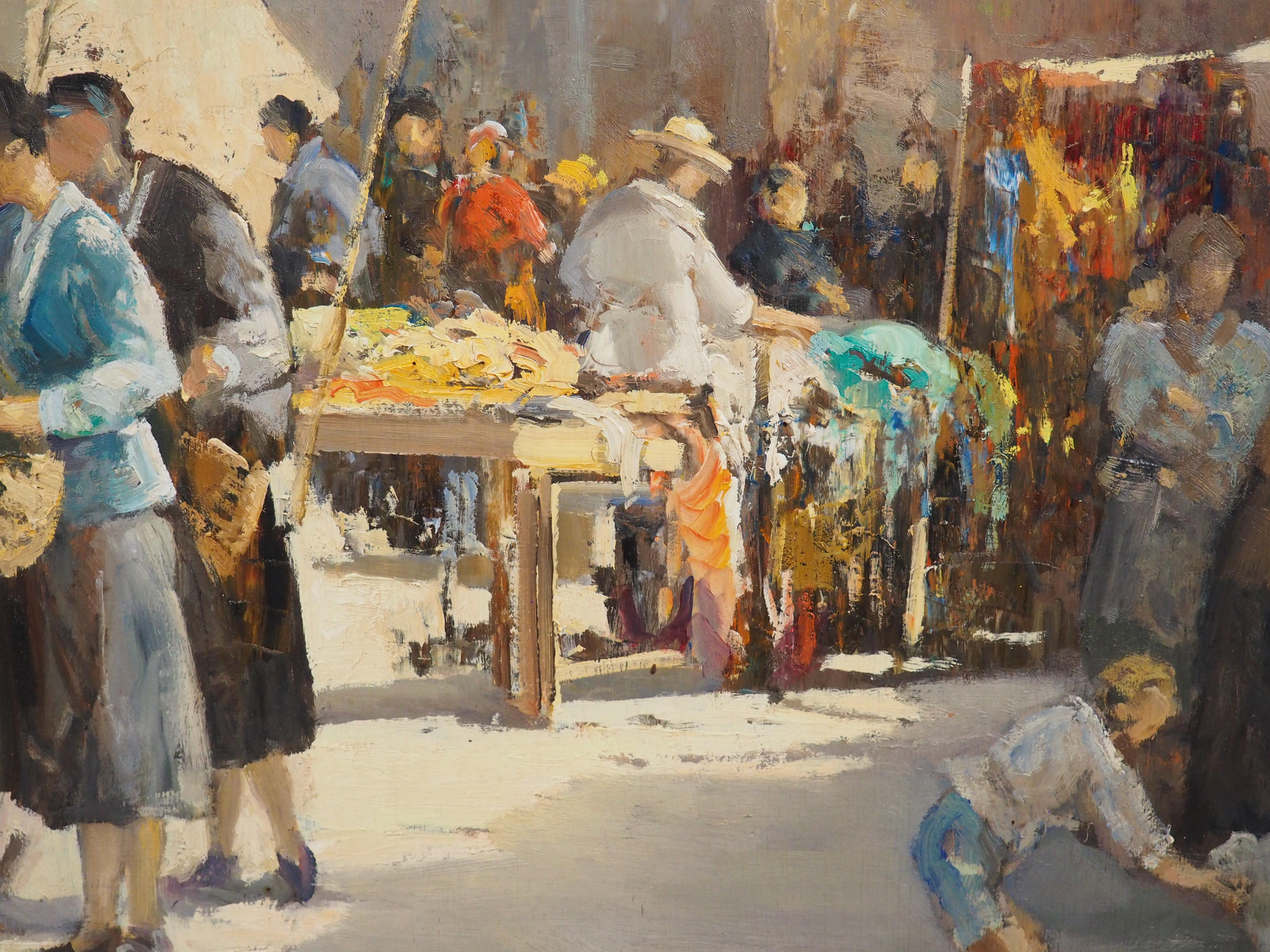 Le Marché d'Arles, Der Markt in Arles, Frankreich, Öl auf Leinwand Gemälde, 20. im Angebot 7