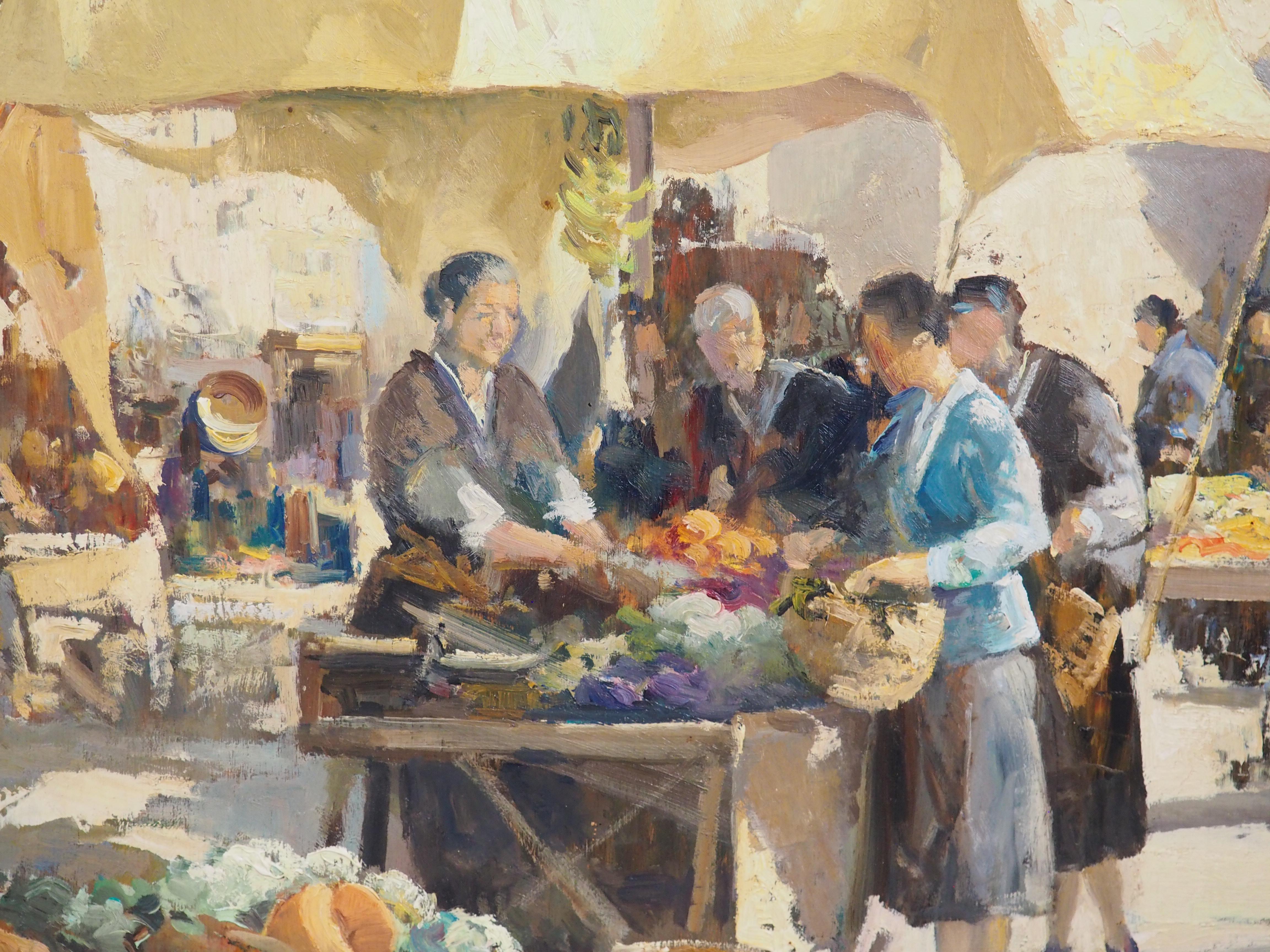 Le Marché d'Arles, Der Markt in Arles, Frankreich, Öl auf Leinwand Gemälde, 20. im Angebot 2