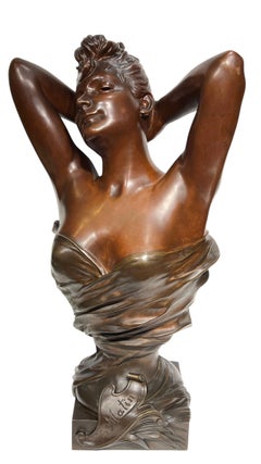 Le Matin (The Morning) Female Bronze Bust After Nicolas Mayer (1852-1929)