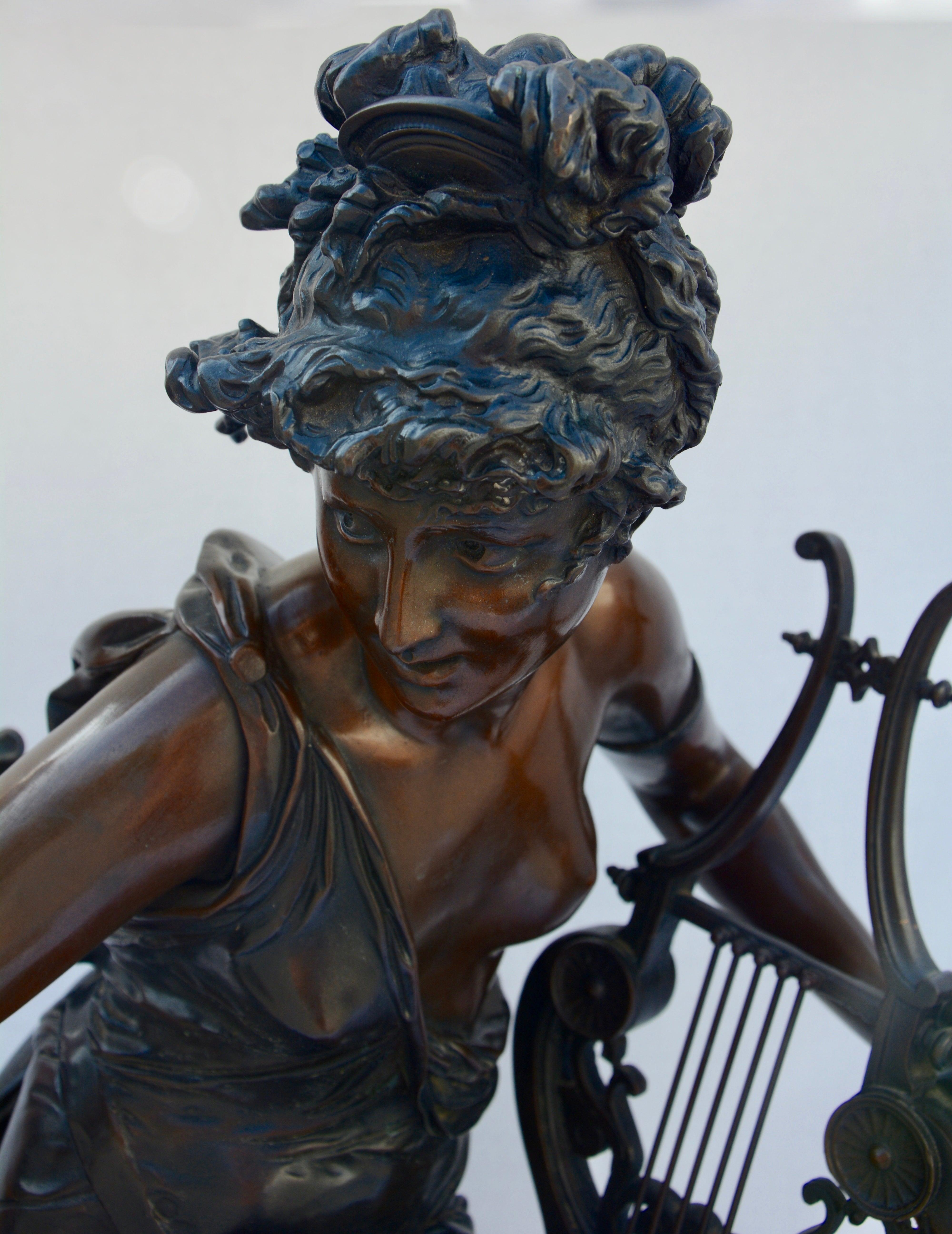 Renaissance Le Melodie Bronze Statue by Albert-Ernest Carrier-Belleuse For Sale