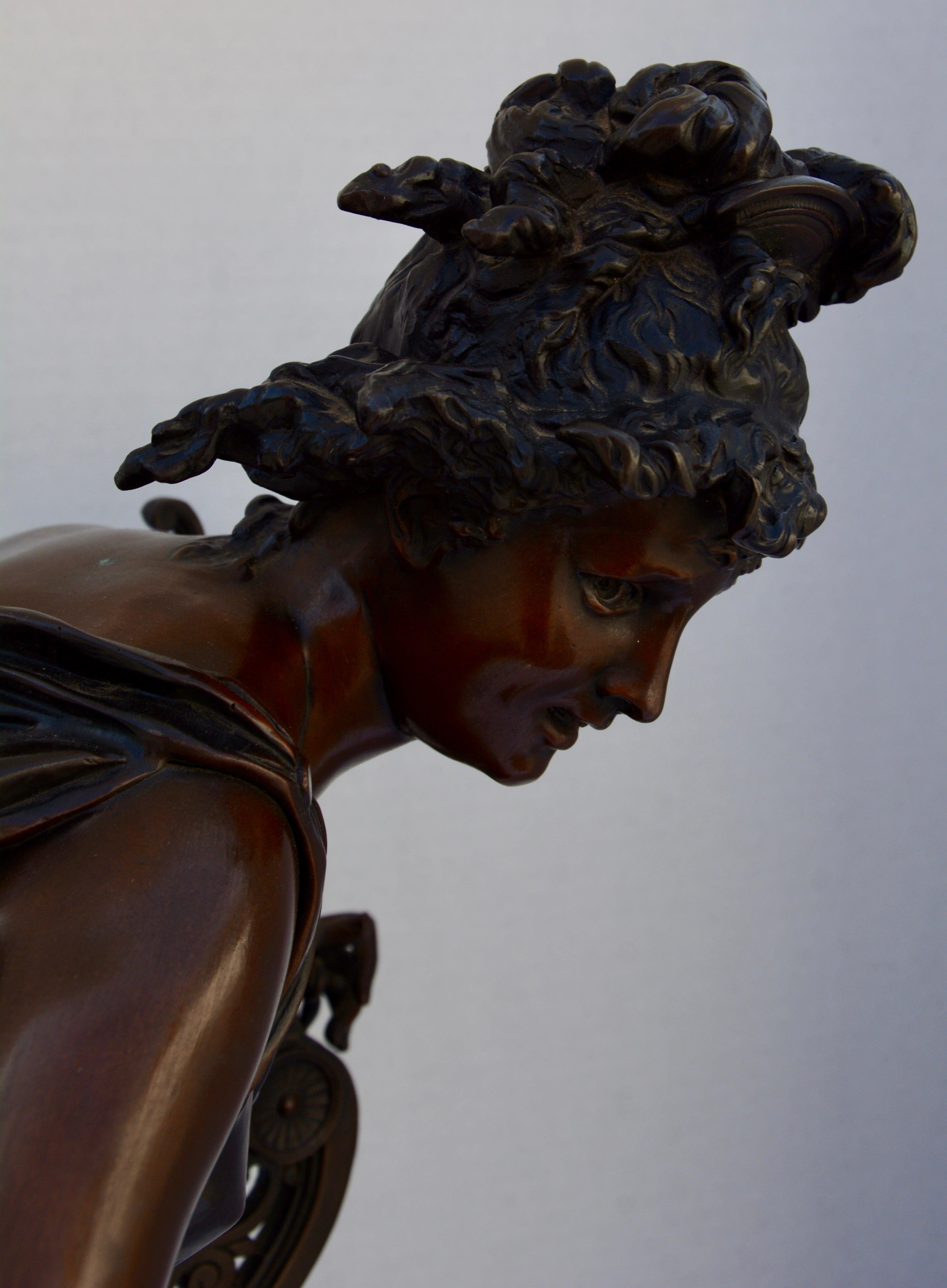 Cast Le Melodie Bronze Statue by Albert-Ernest Carrier-Belleuse For Sale