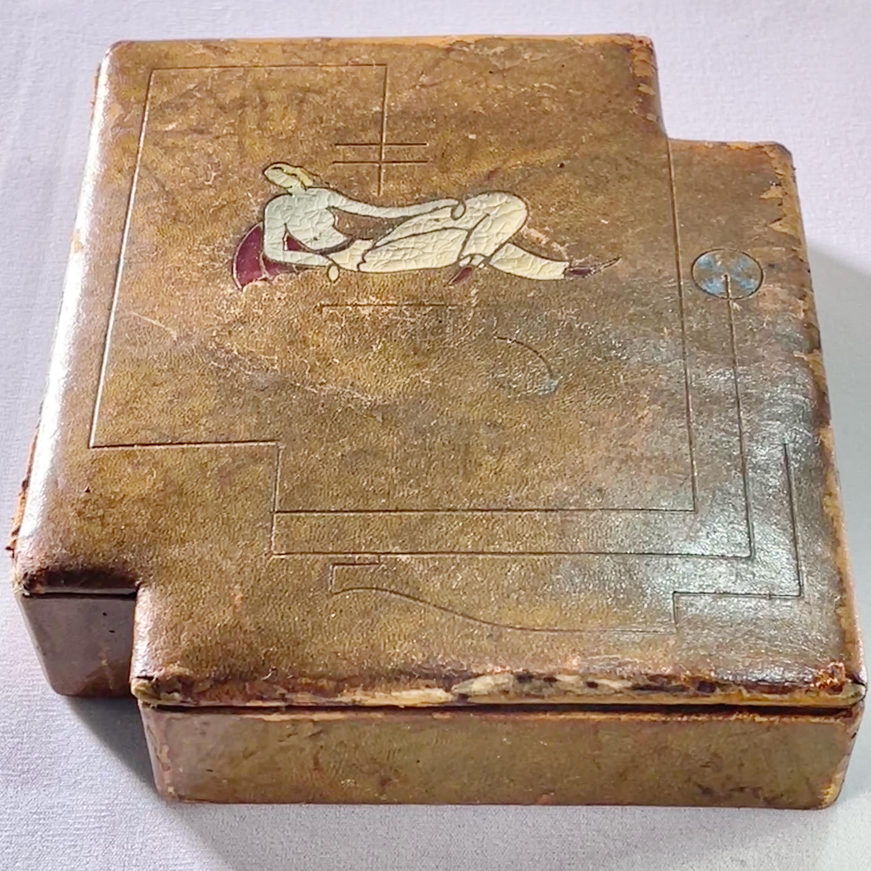 Early 20th Century Le Mie Donne Gio Ponti Futurist Leather Box For Sale