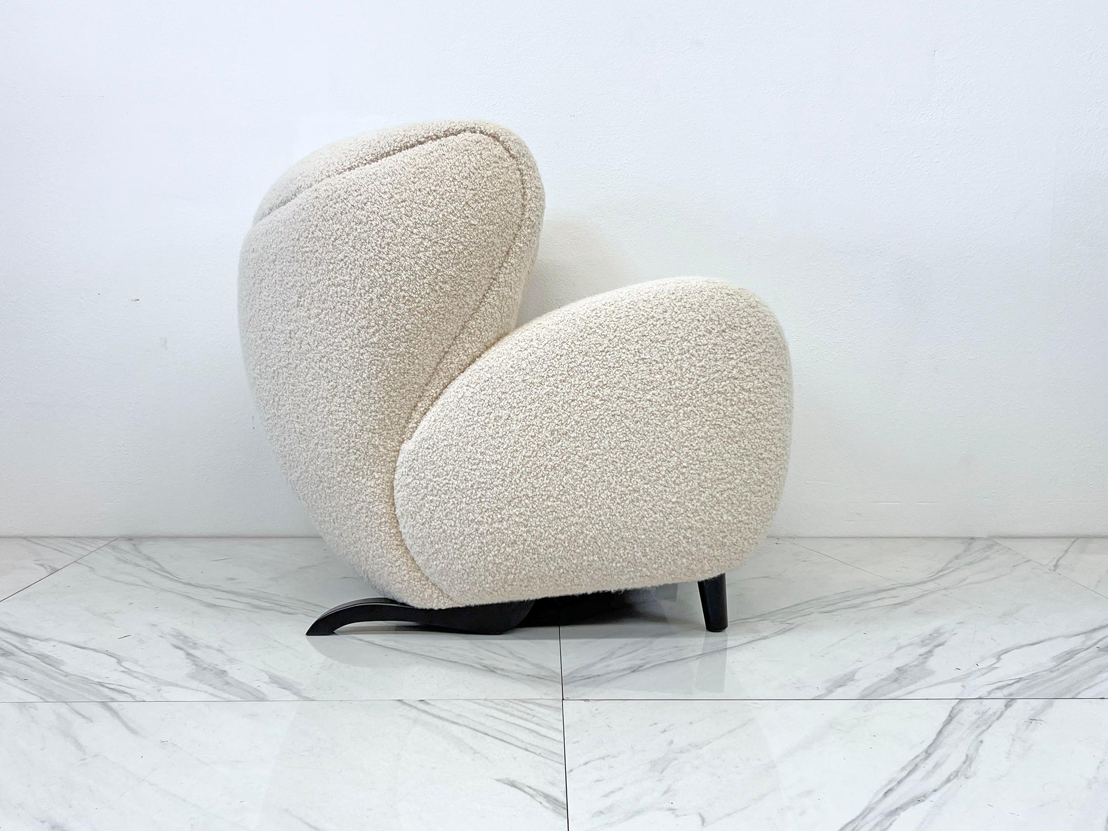 French Le Minotaure Armchair, Pierre Augustin Rose in Pierre Frey Teddy Mohair