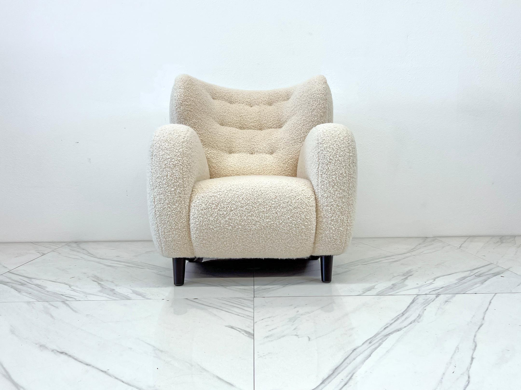 Le Minotaure Armchair, Pierre Augustin Rose in Pierre Frey Teddy Mohair In Good Condition In Culver City, CA