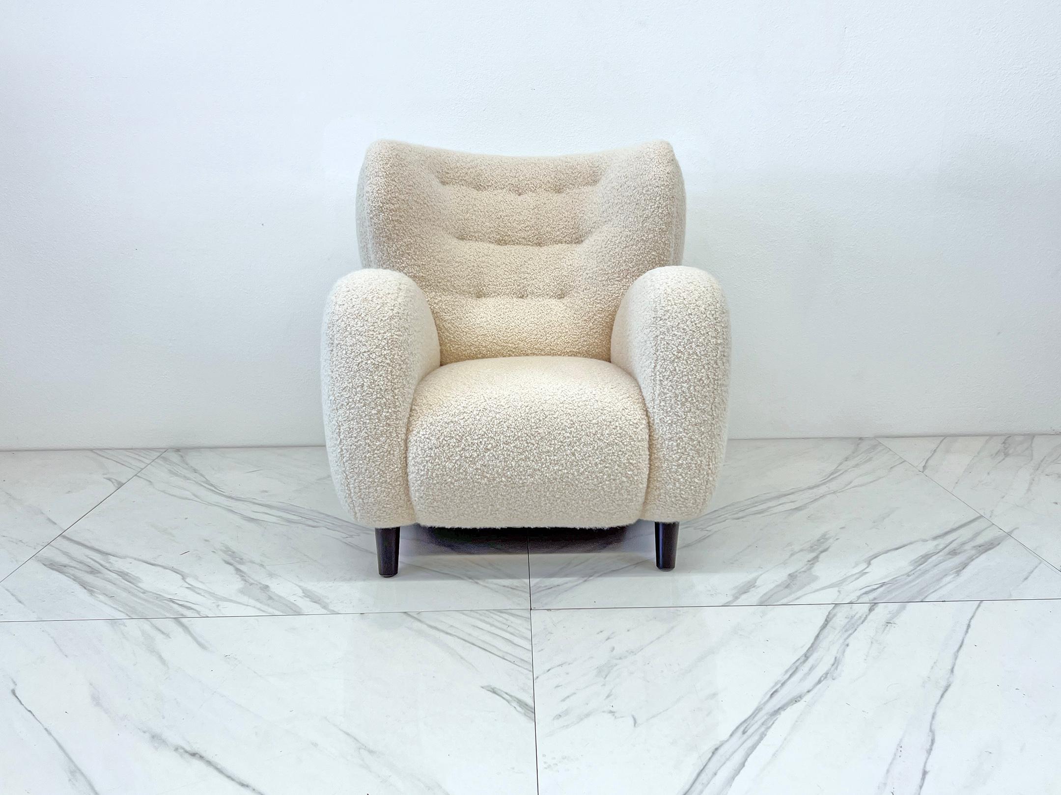 Contemporary Le Minotaure Armchair, Pierre Augustin Rose in Pierre Frey Teddy Mohair