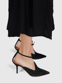 Le Monde Beryl Black Ankle Strap Suede Heels Size IT 41