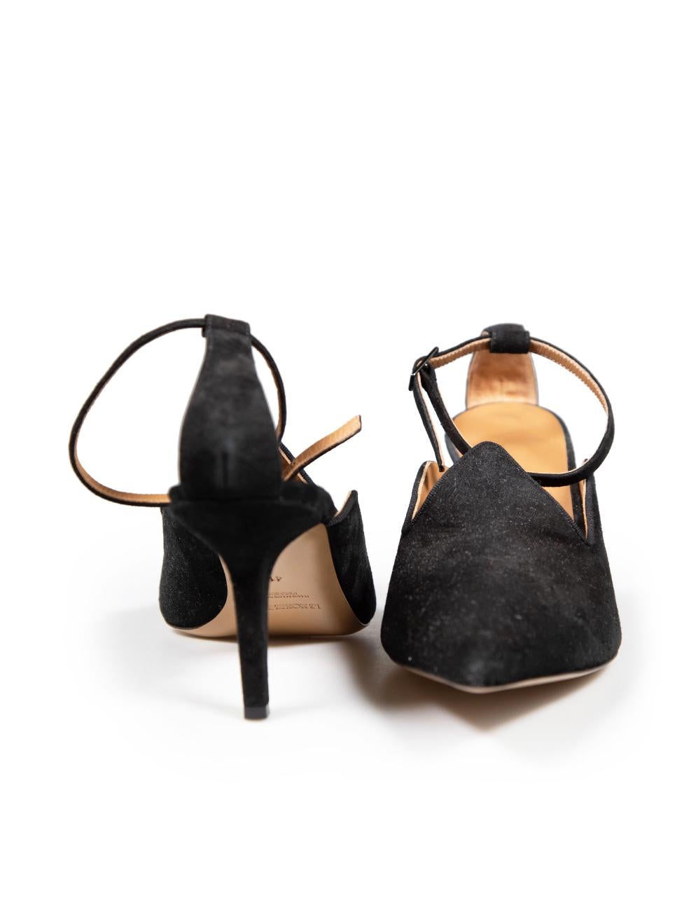 Le Monde Beryl Black Suede Ankle Strap Suede Heels Size IT 41 In Good Condition For Sale In London, GB