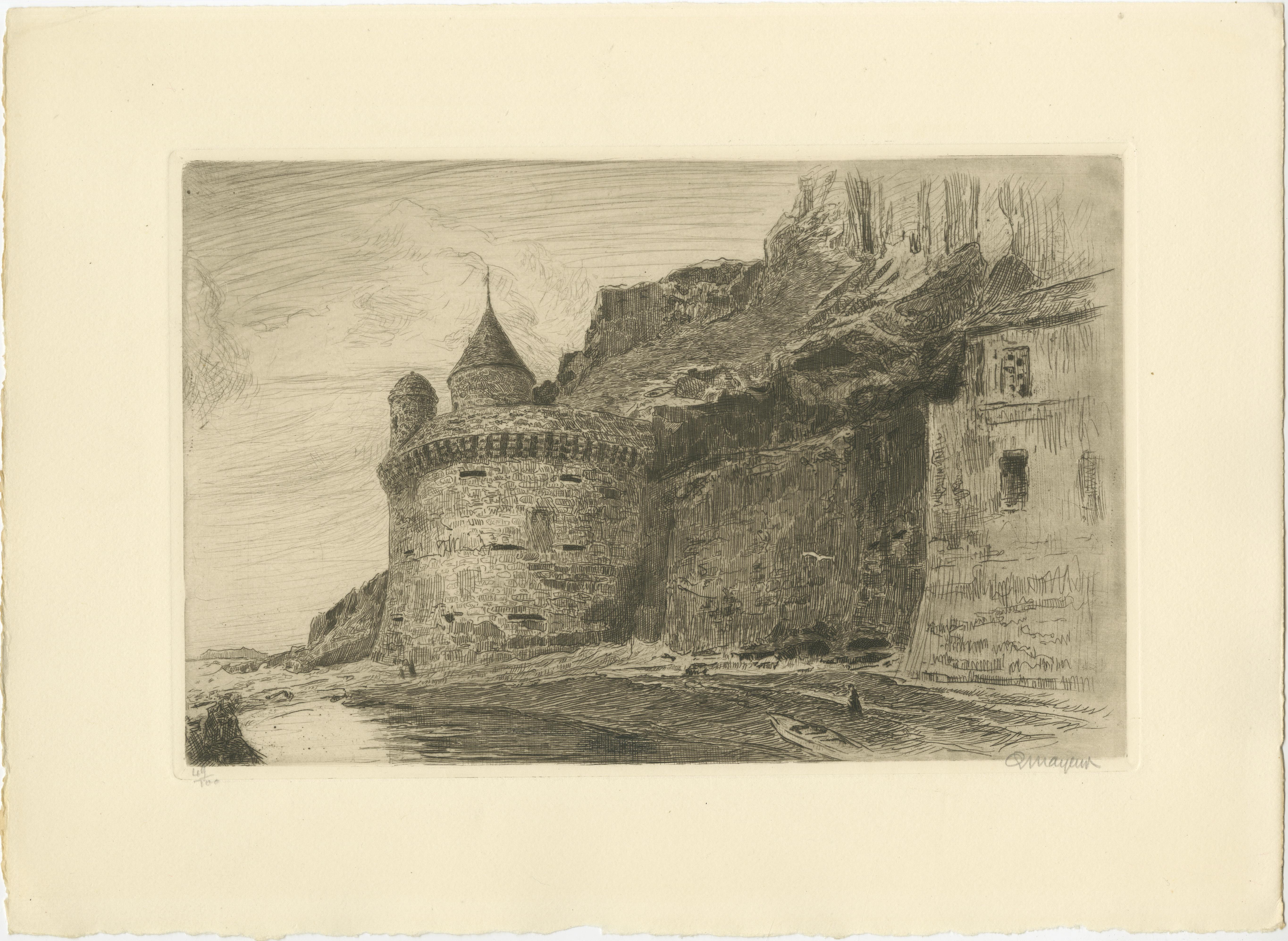 Francese Le Mont Saint-Michel Acqueforti originali di Arthur Mayeur, Edizione limitata 1926 in vendita