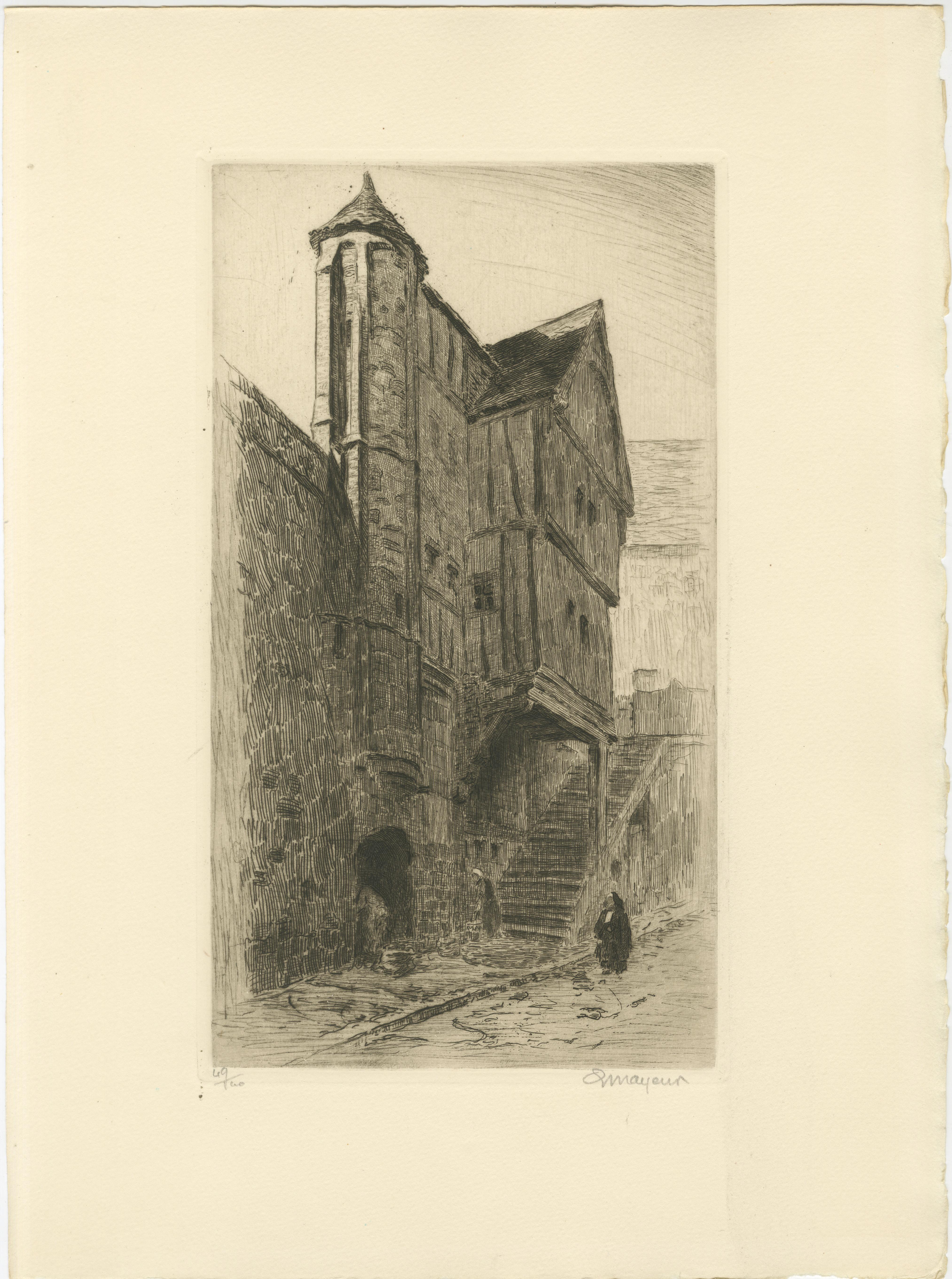 Carta Le Mont Saint-Michel Acqueforti originali di Arthur Mayeur, Edizione limitata 1926 in vendita