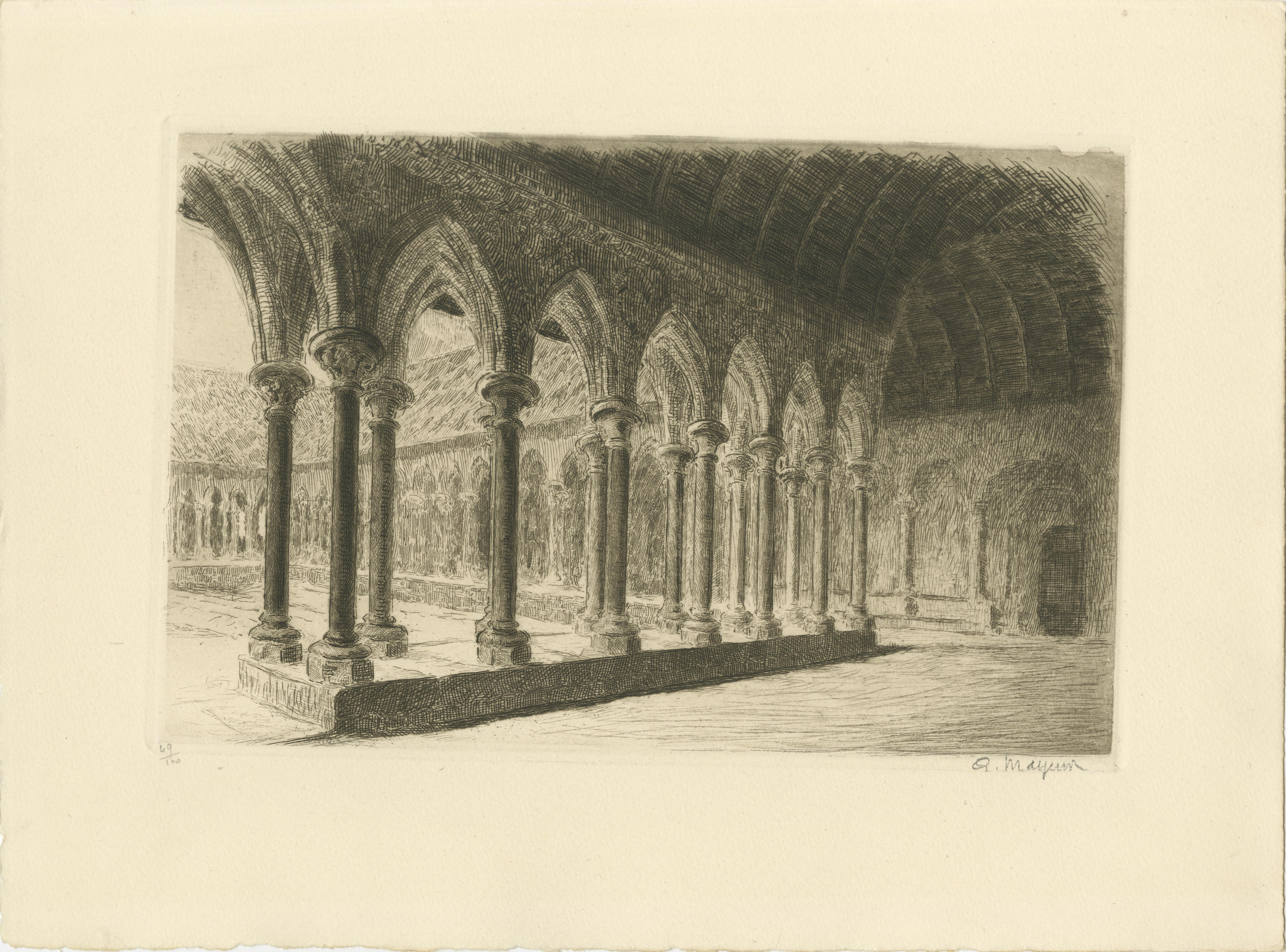 Le Mont Saint-Michel Acqueforti originali di Arthur Mayeur, Edizione limitata 1926 in vendita 2