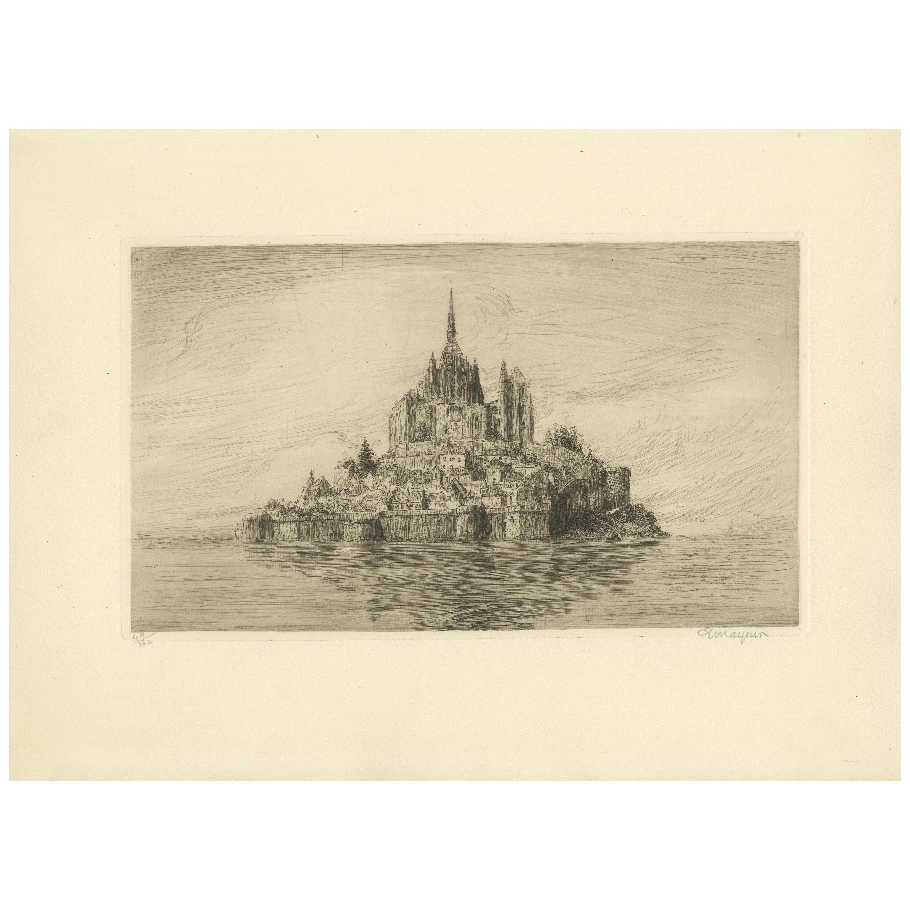 Le Mont Saint-Michel Acqueforti originali di Arthur Mayeur, Edizione limitata 1926 in vendita