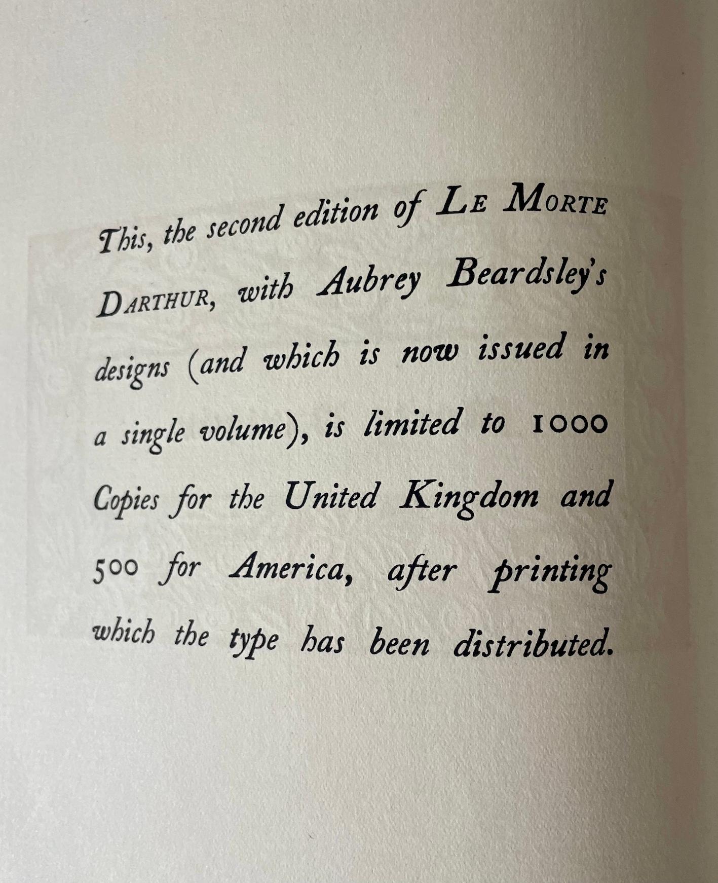 Le Morte D'Arthur par Thomas Mallory illustré par Aubrey Beardsley Bon état - En vente à Petworth, GB