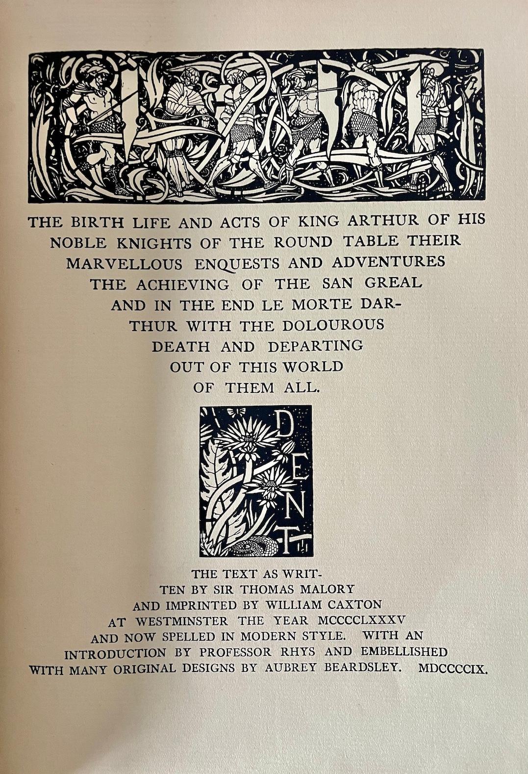 Coton Le Morte D'Arthur par Thomas Mallory illustré par Aubrey Beardsley en vente