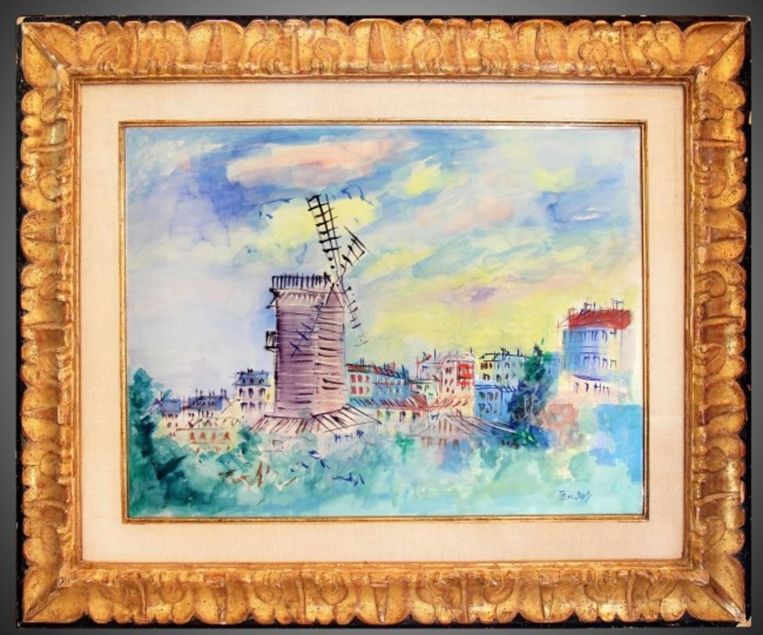 Le Moulin de la Galette by Jean Dufy, Signed LL In Good Condition For Sale In West Palm Beach, FL