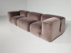 Le Mura 3-Seater Sofa in taupe cotton velvet by Mario Bellini for Cassina, 1970s
