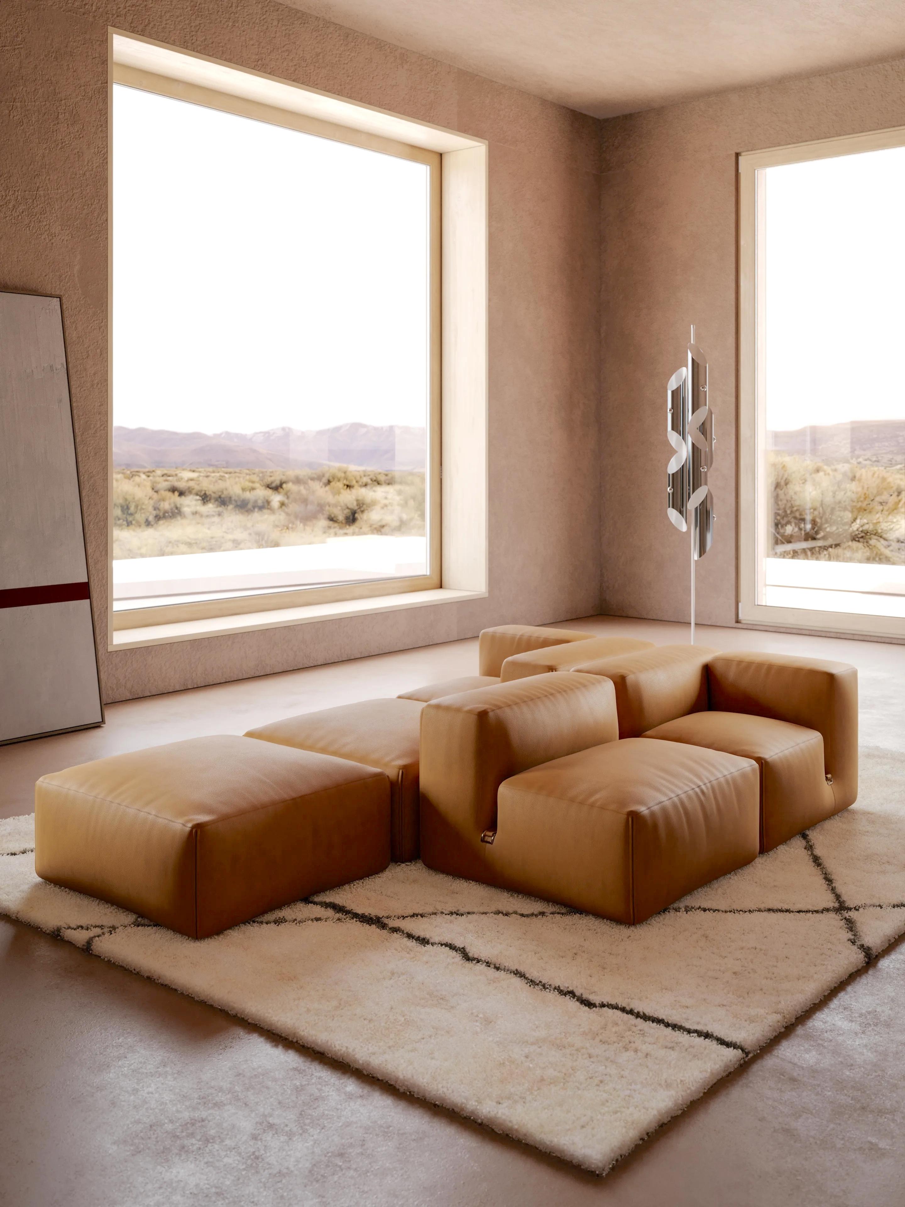 Le Mura - Sofa aus Leder von Mario Bellini für Tacchini B 288 cm (113.38 in) (Italian) im Angebot