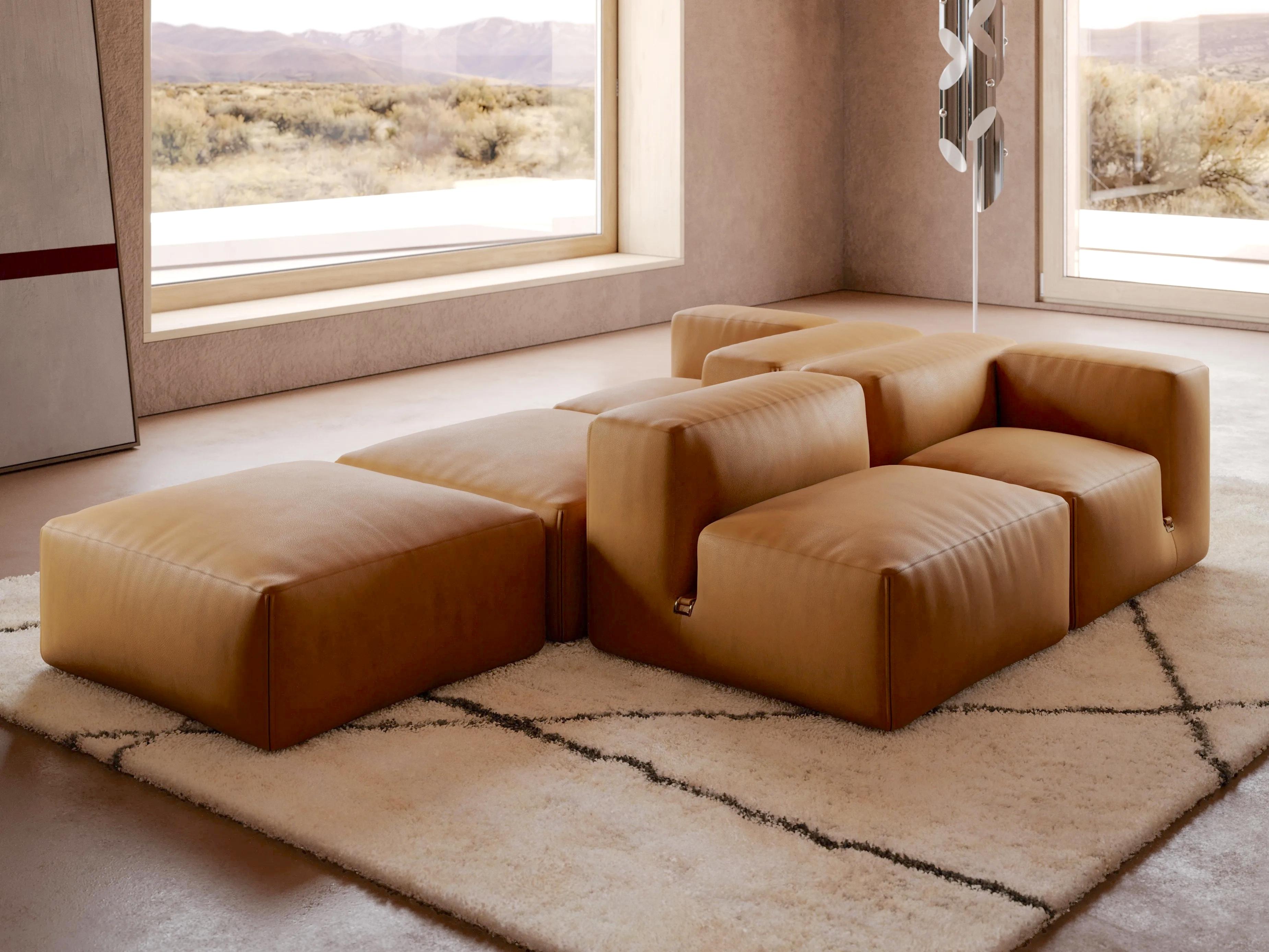 Le Mura - Sofa aus Leder von Mario Bellini für Tacchini B 288 cm (113.38 in) im Zustand „Neu“ im Angebot in Alcamo, IT