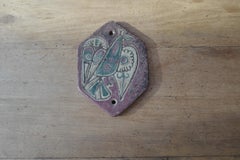 Le Murier Vallauris Pink Ceramic Wall Art with Bird Design Handcrafted Unique