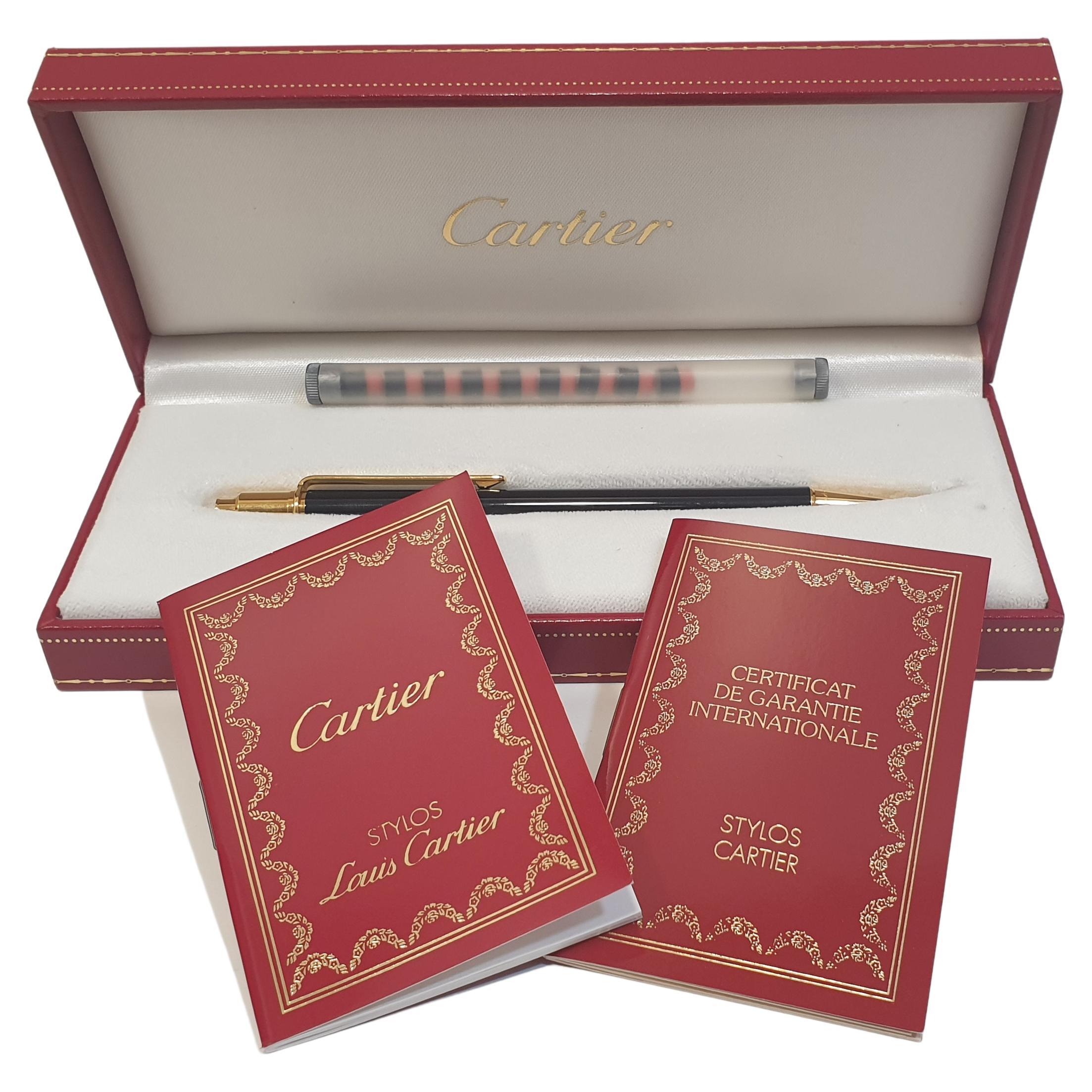 Le Must de Cartier Gold-Plated Pencil with box and papers  In Excellent Condition In Bilbao, ES