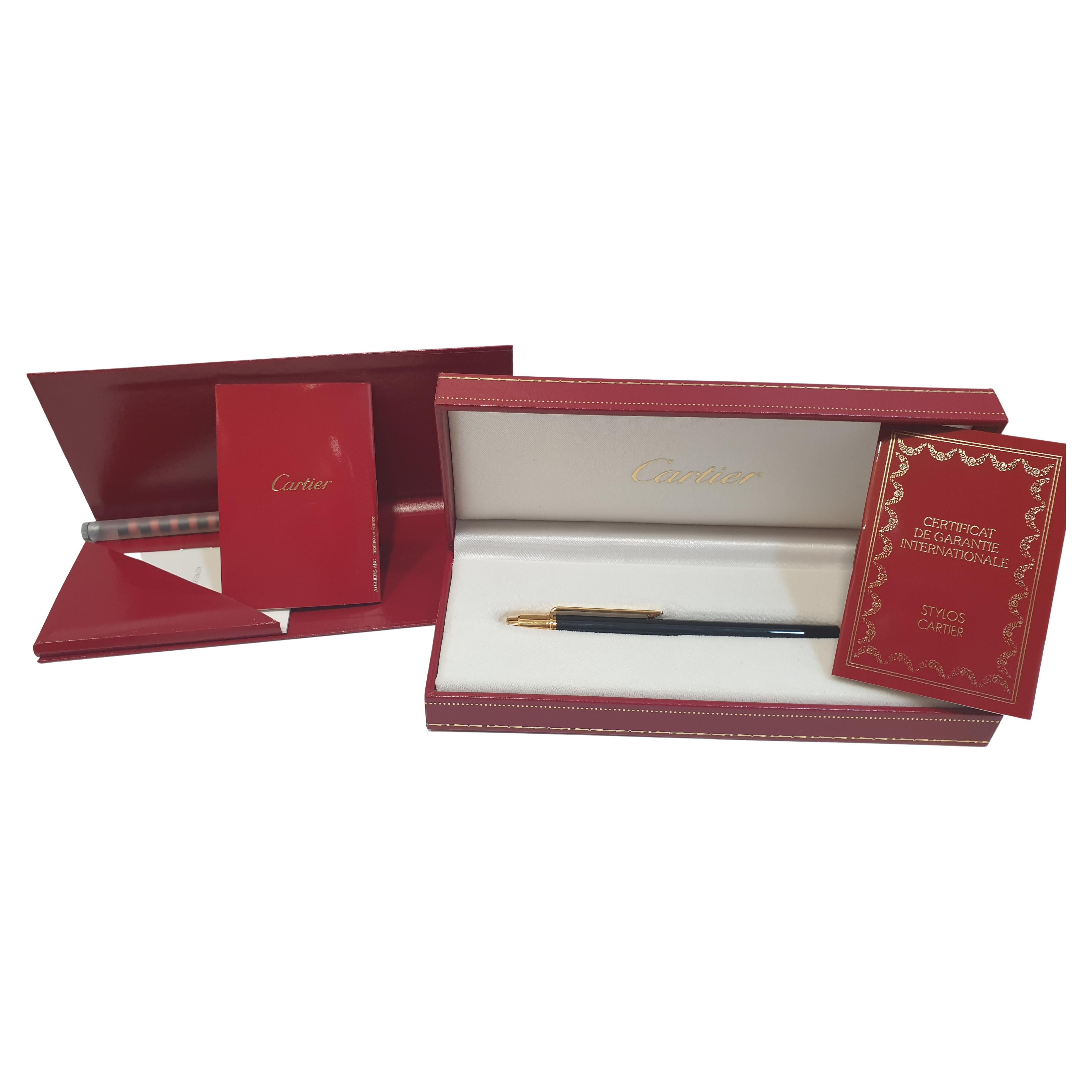 Women's or Men's Le Must de Cartier Gold-Plated Pencil with box and papers 
