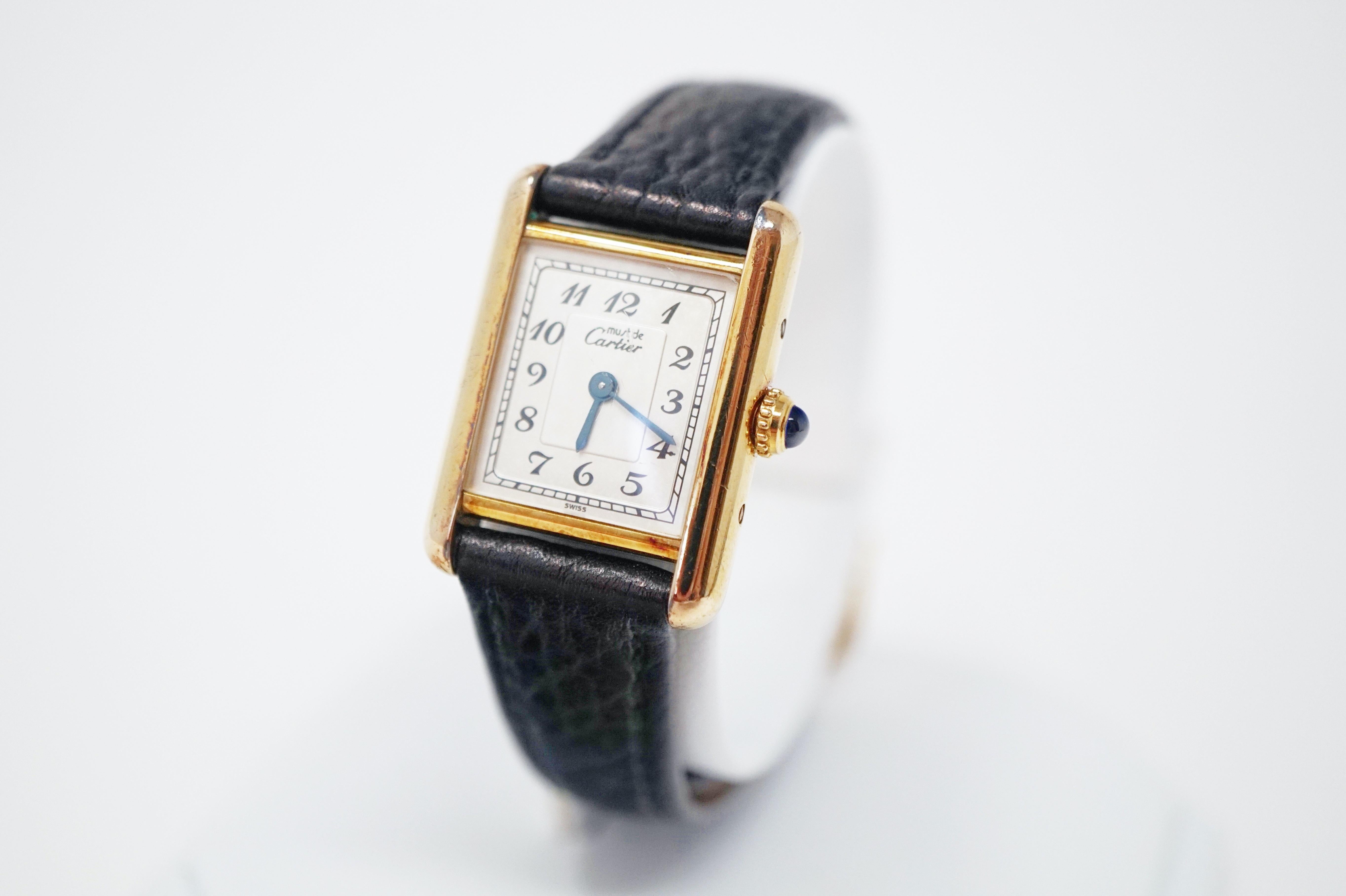 must de cartier watch leather strap