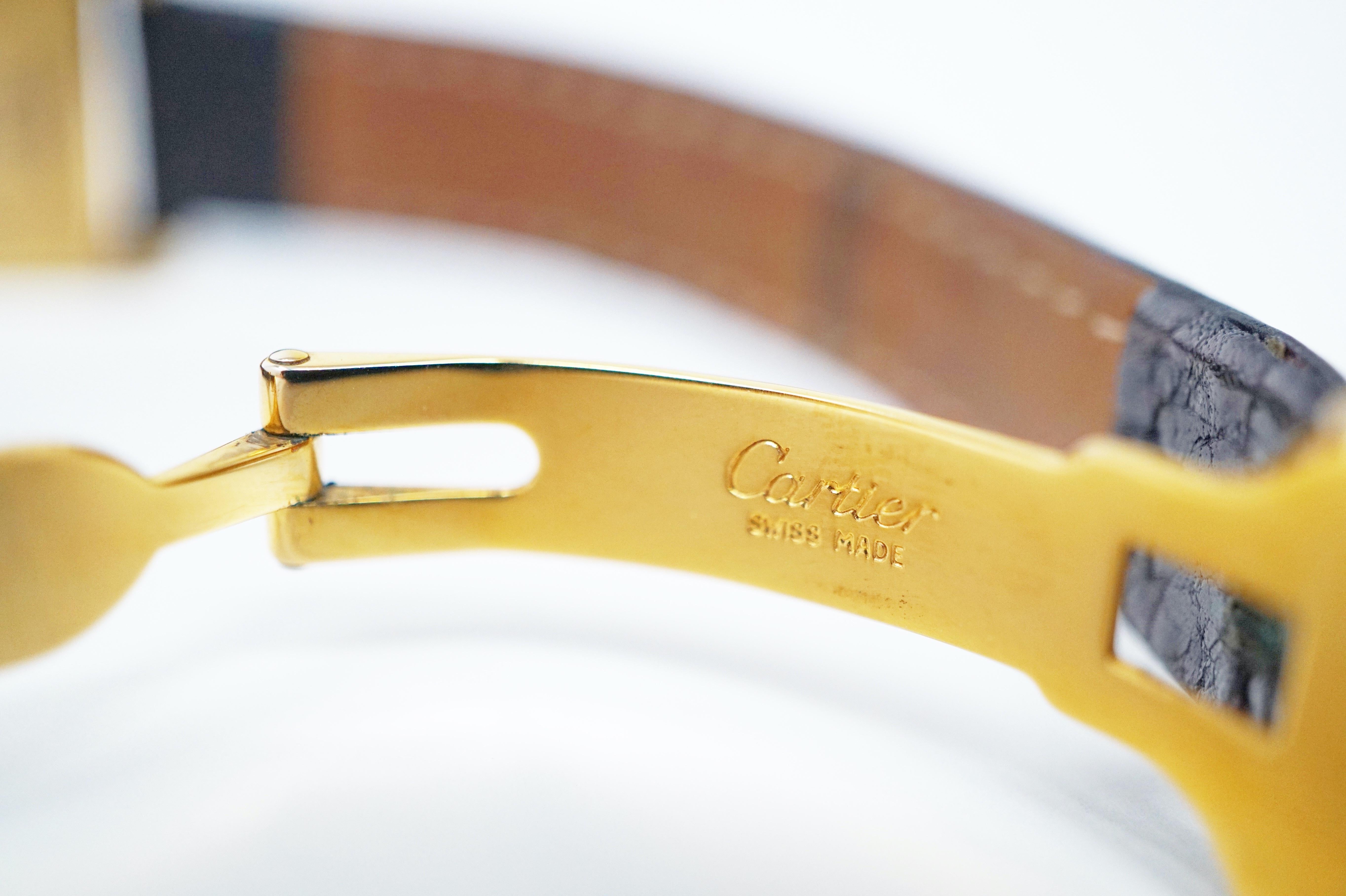 Le Must de Cartier Gold Vermeil Tank Watch with Leather Band In Good Condition In McKinney, TX