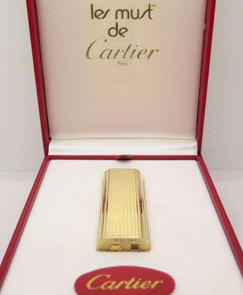 Art Deco Le Must de Cartier Lighter Gold-Plated Guillochet Finish