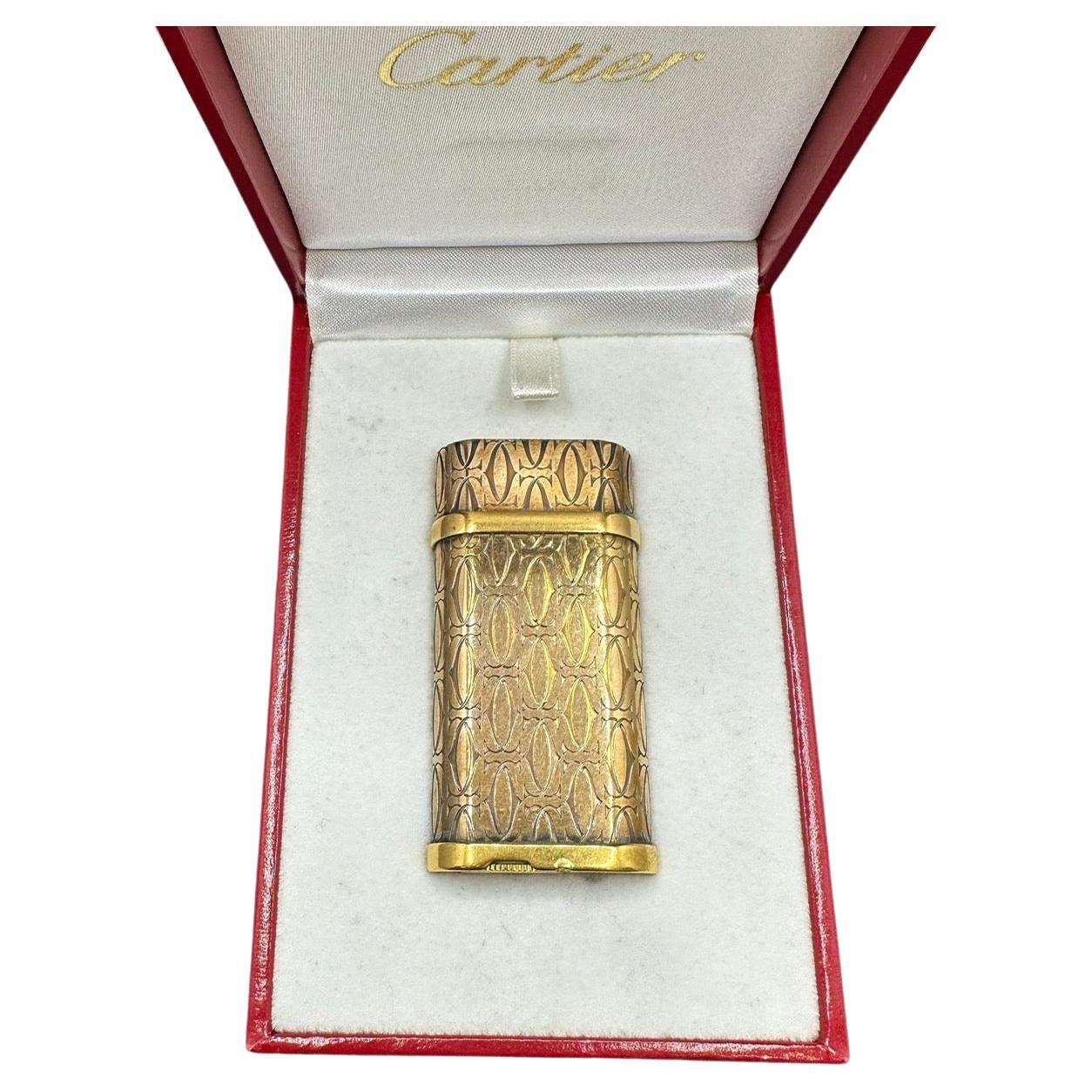 Le Must de Cartier Logo 18k Gold Plated Retro Rare Logo Lighter