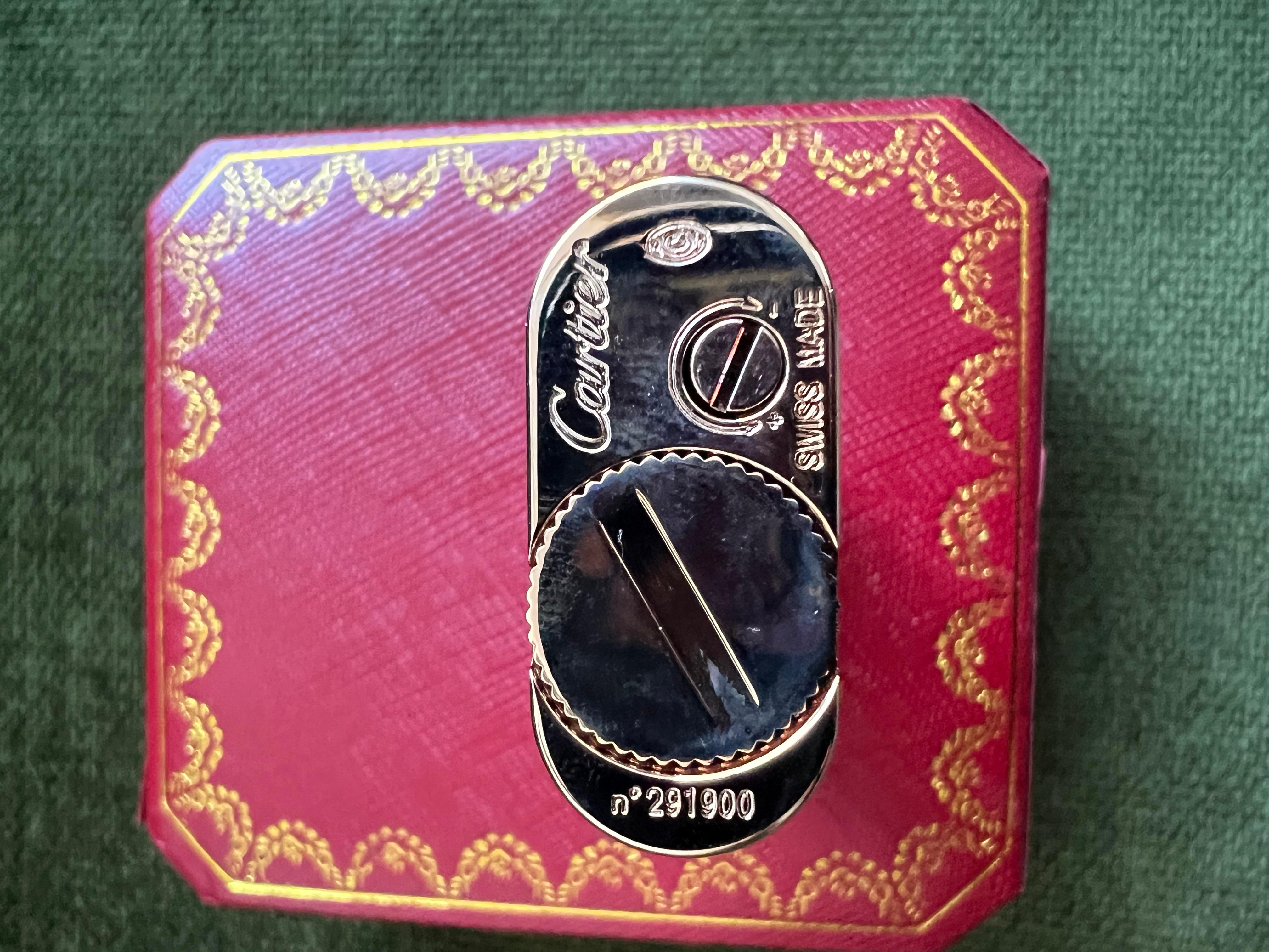 Le Must De Cartier Logo Gold & Palladium Lighter In Original Cartier Case For Sale 6