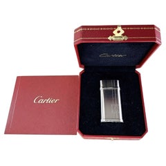 Accendino Le Must De Cartier Logo Lines Decor Palladium In Astuccio Originale Cartier