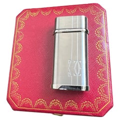 Accendino Le Must De Cartier Logo Lines Decor Palladium In Astuccio Originale Cartier