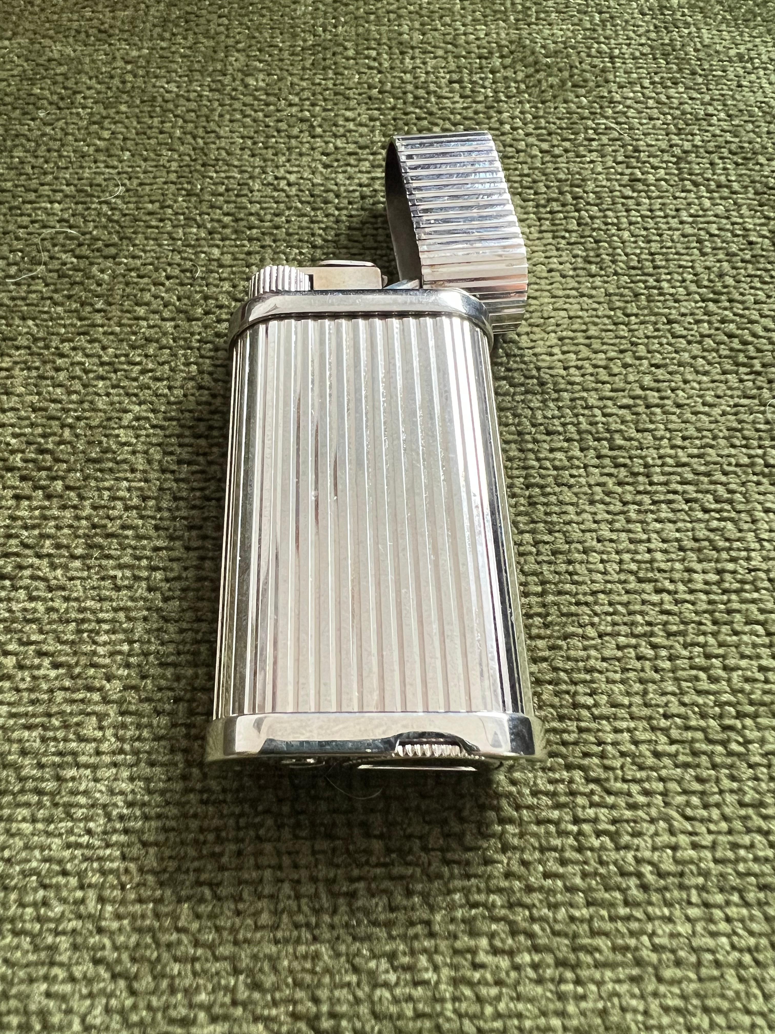 Le Must De Cartier Retro 80s Vintage Polished Silver & Platinum Lighter 2