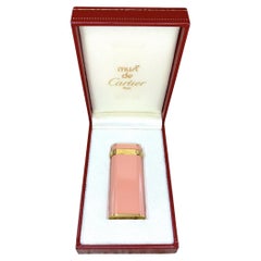 Le Must de Cartier, Very Rare, Candy Pink Lacquer & Gold Lighter