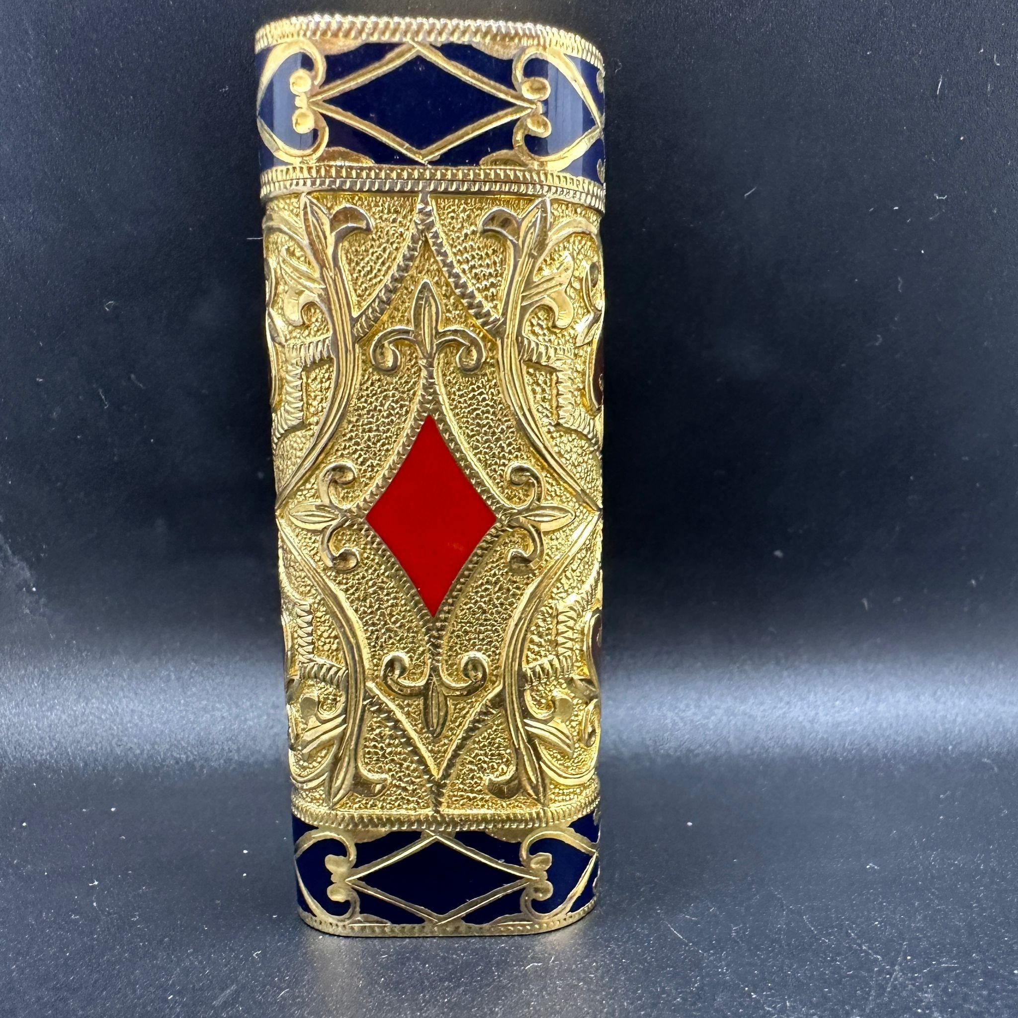 Le Must de Cartier Very Rare Royking Lighter, 18k Gold Plated & ‘Enamel Inlay  1
