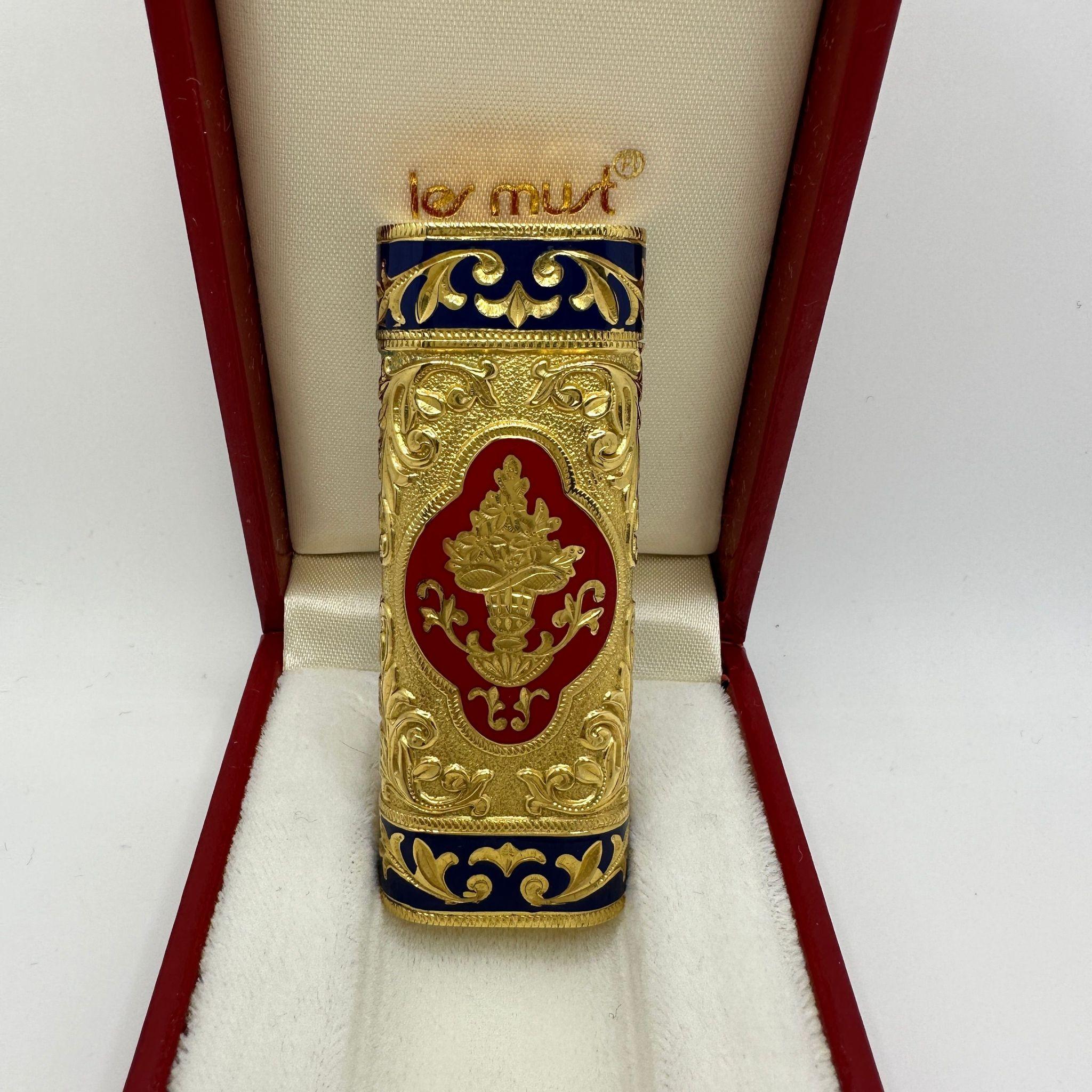 Le Must de Cartier Very Rare Royking Lighter, 18k Gold Plating & Enamel Inlay  4