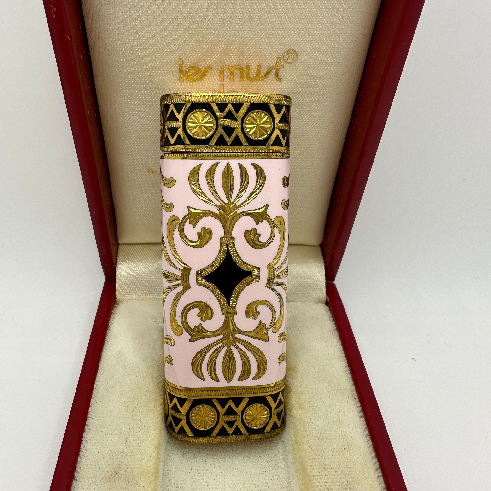 Seltener Royking-Leuchter von Le Must de Cartier, 18 Karat vergoldet und Emaille-Intarsien (Barock)
