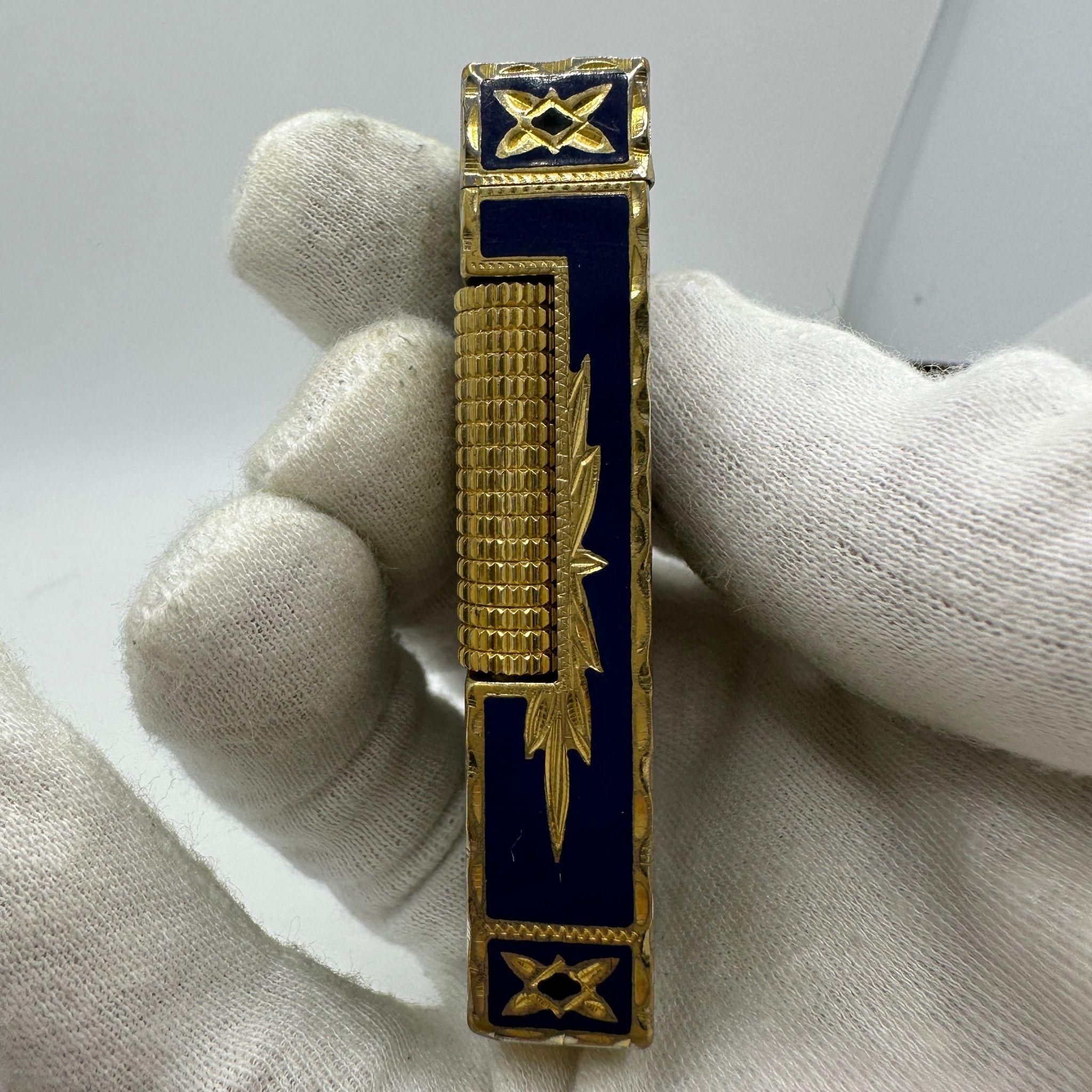 Seltener Royking-Leuchter von Alfred Dunhill, 18 Karat vergoldet und Emaille-Intarsien (Barock)